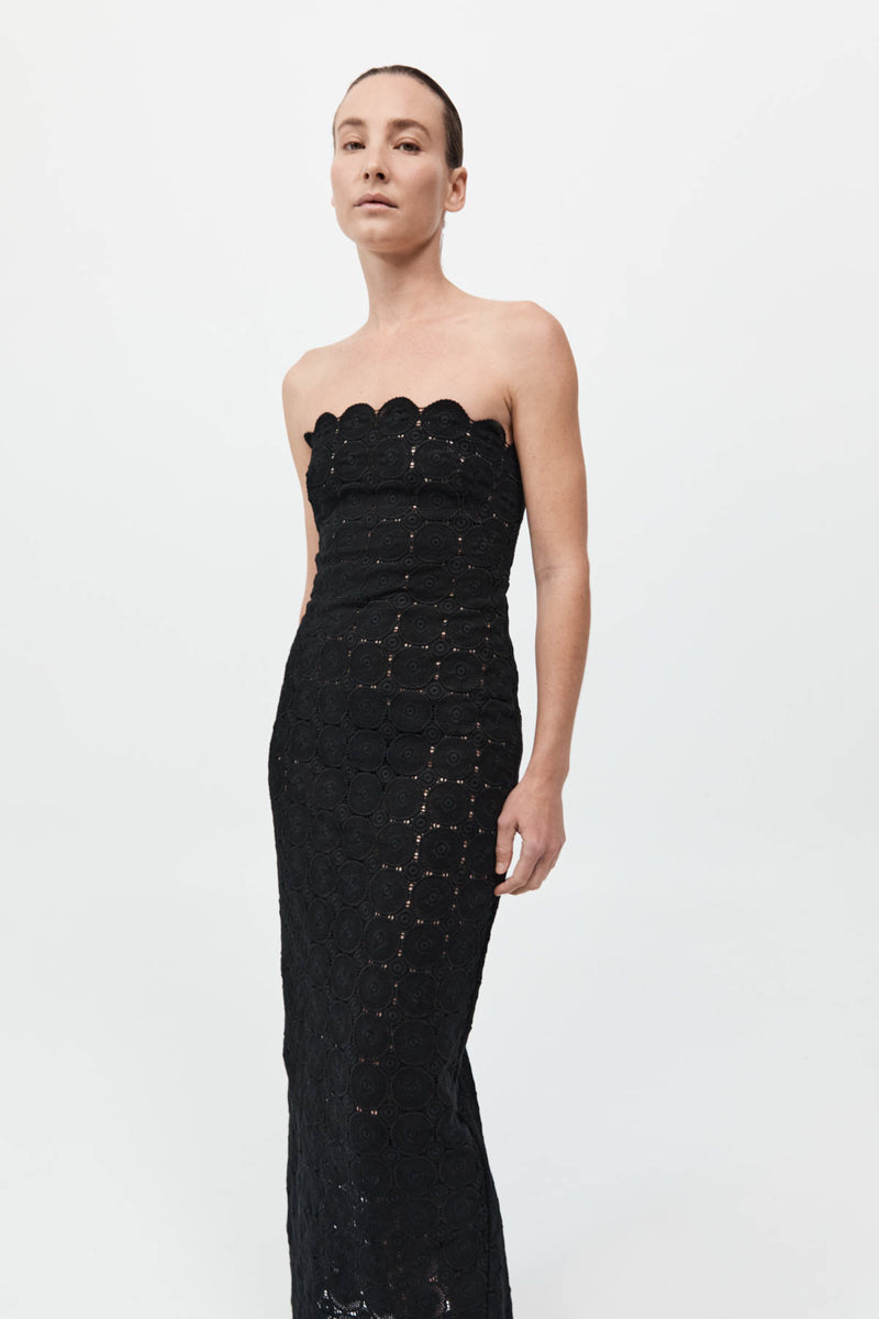 Doily Column Dress - Black