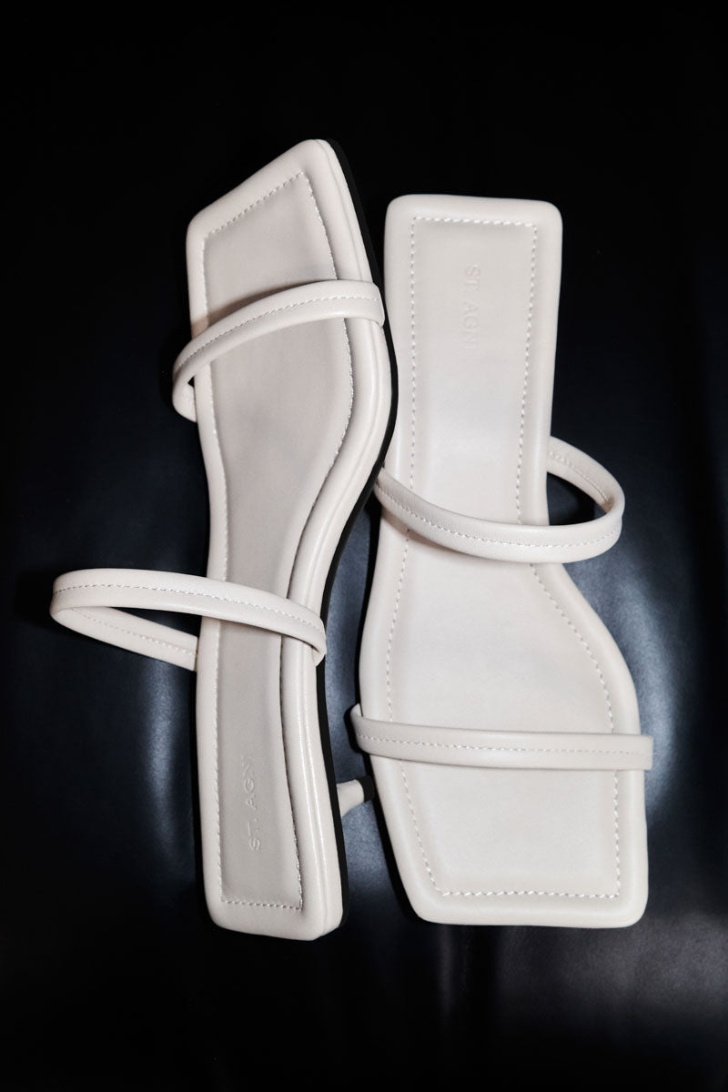 Fine Strap Kitten Heel - Creme