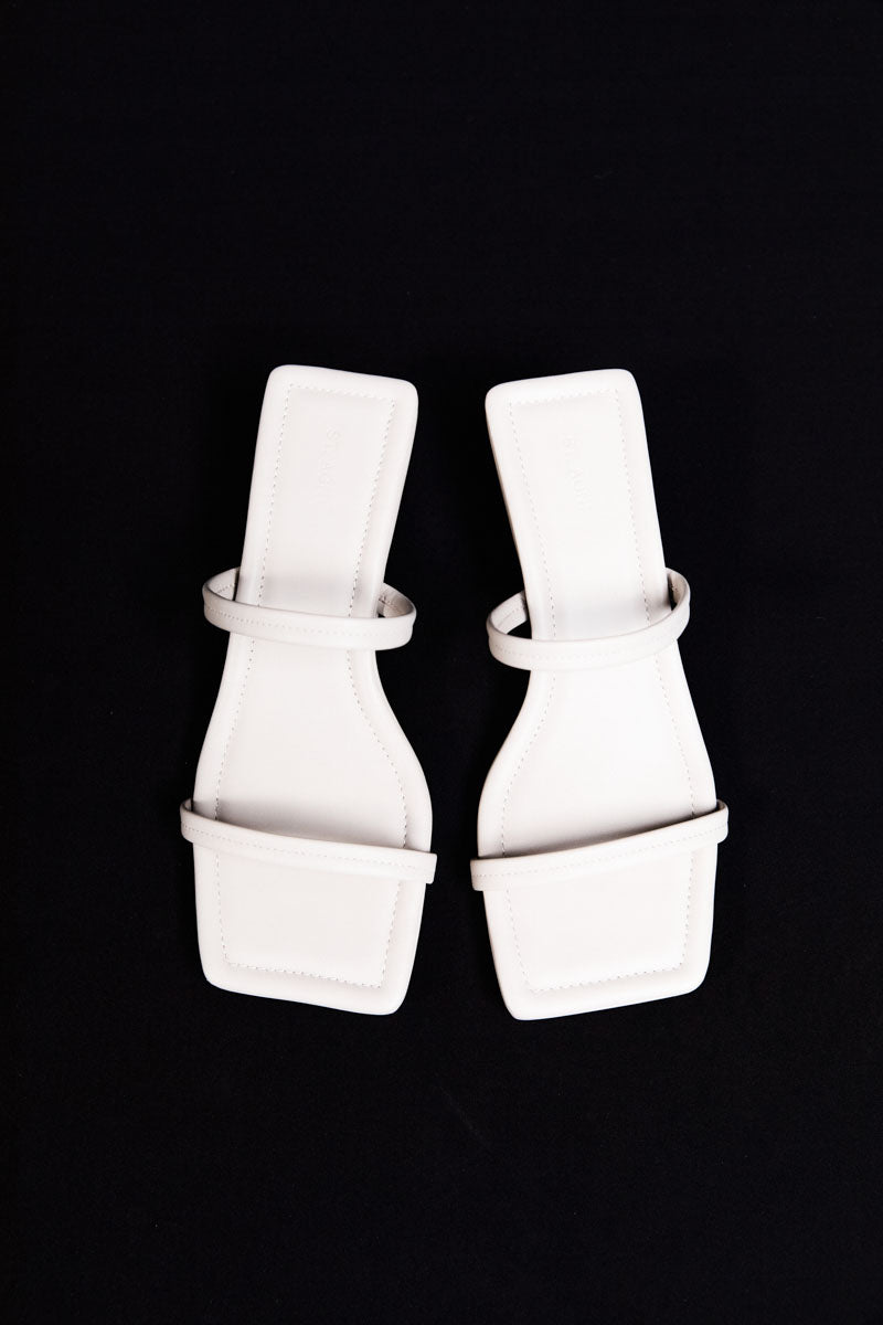 Fine Strap Kitten Heel - Creme