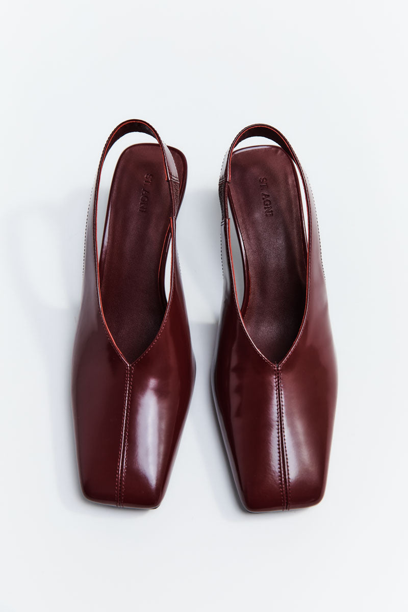 Square Toe Sling Back Heel - Plum