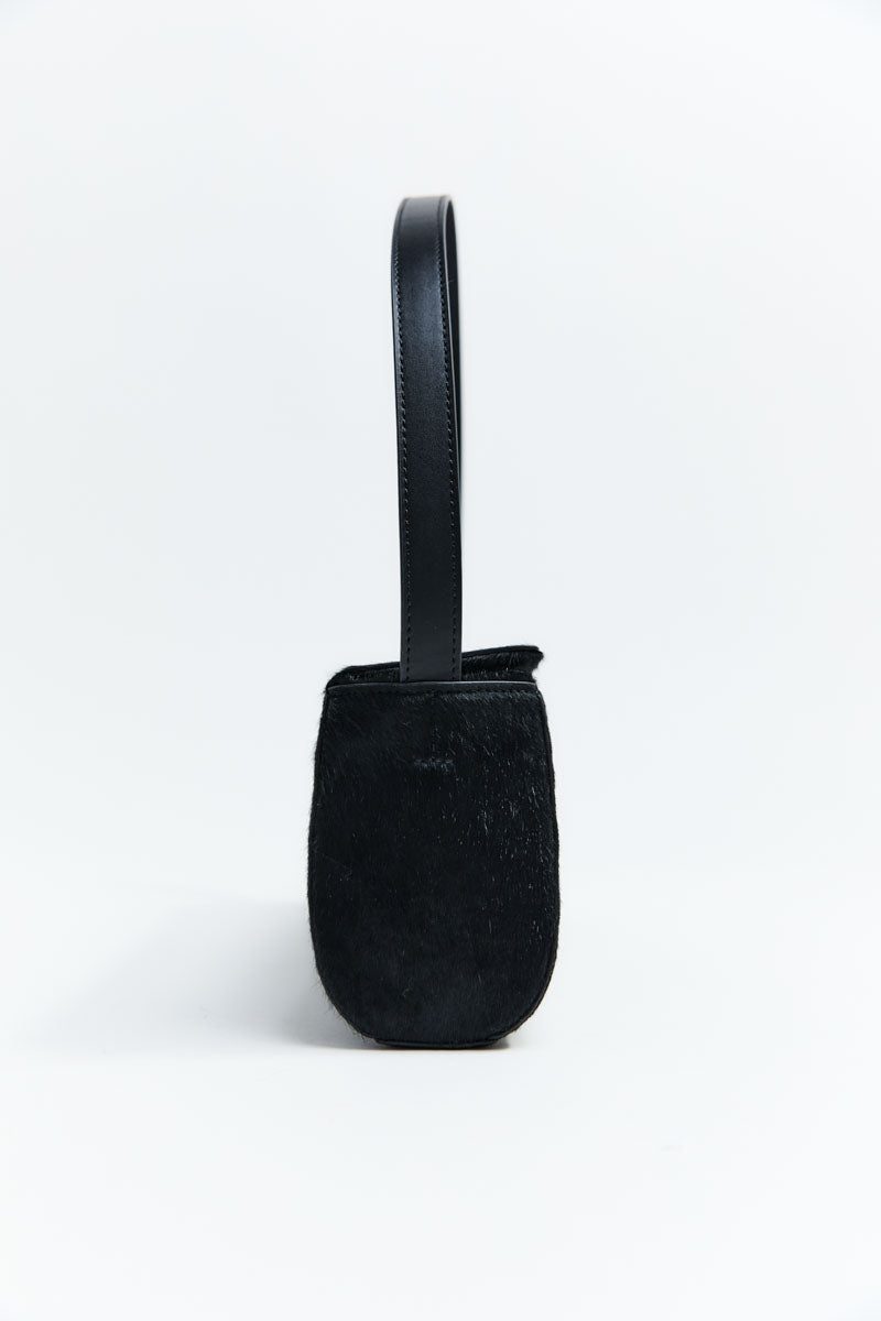 Pony Hair Baguette Bag - Black