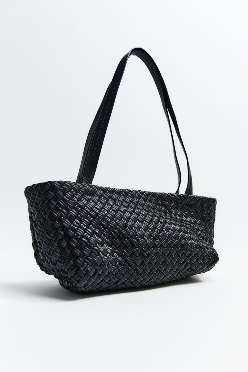 Petit Woven Trapeze Bag - Black