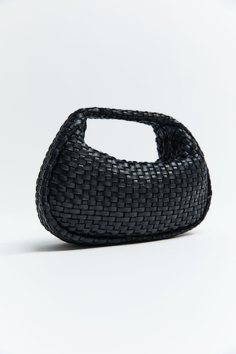 Lattice Weave Mini Bon Bon Bag - Black