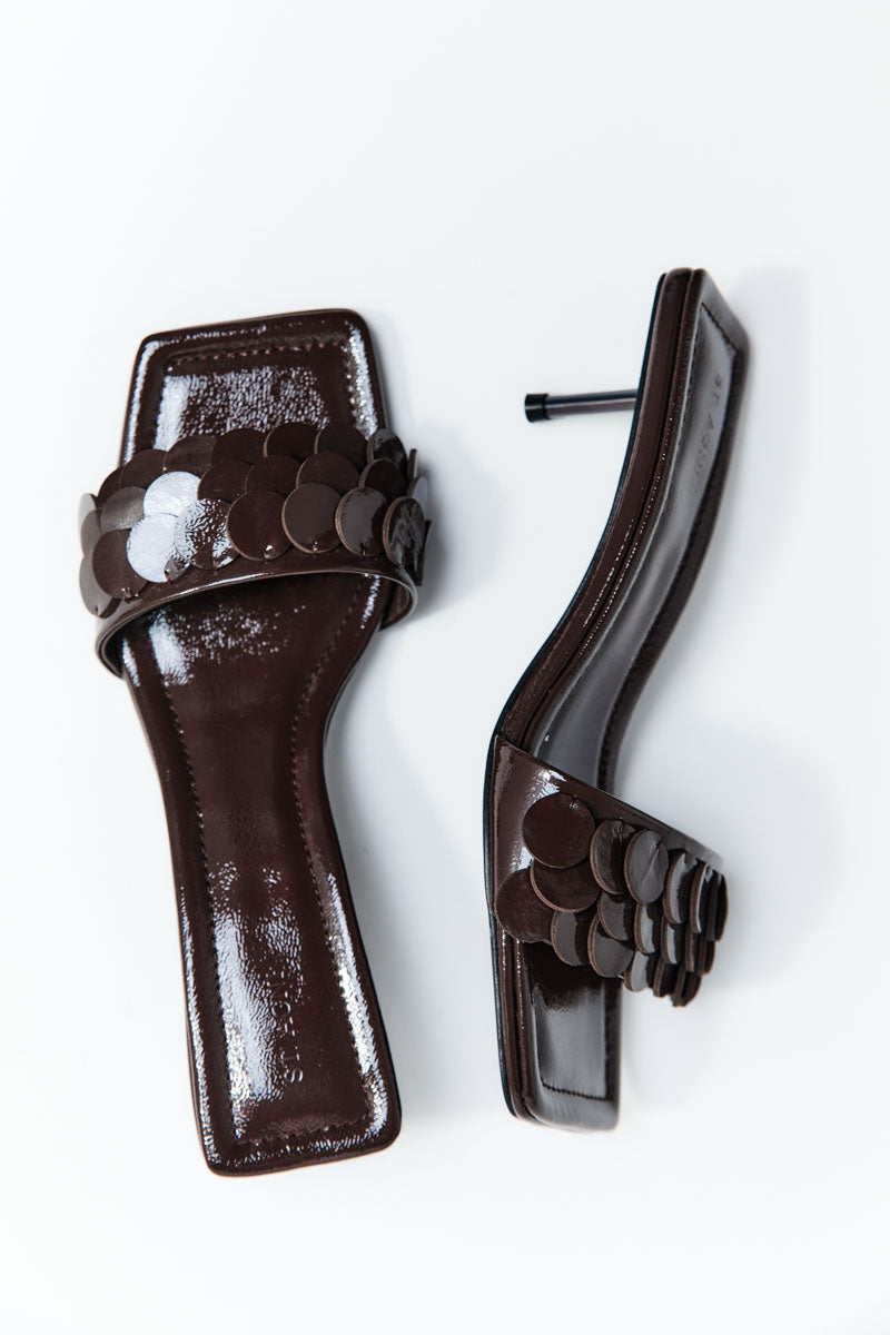 Paillette Kitten Heel - Patent Fudge