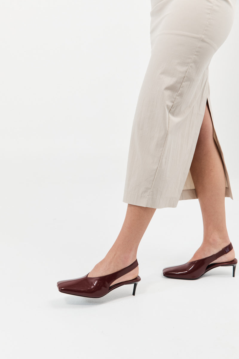 Square Toe Sling Back Heel - Plum