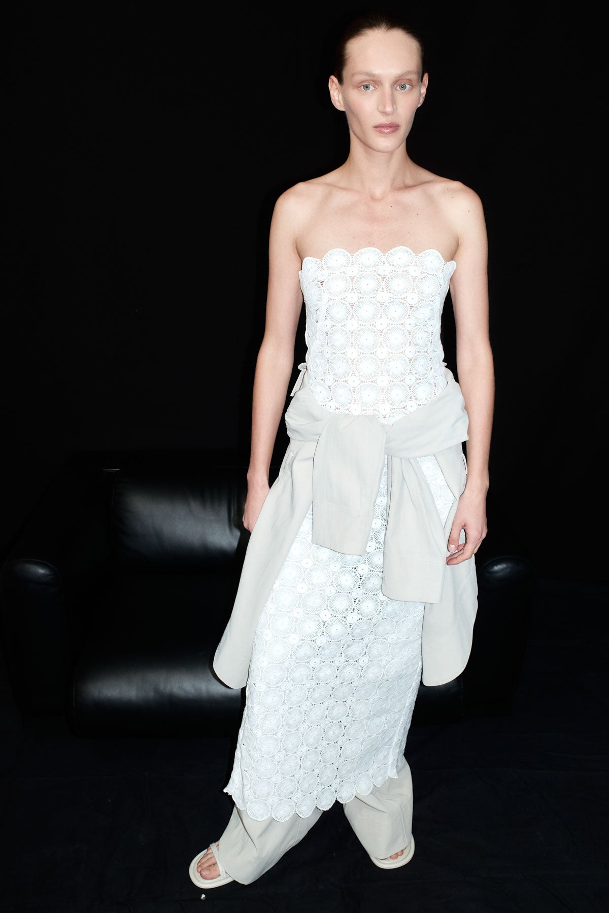 Doily Column Dress - White