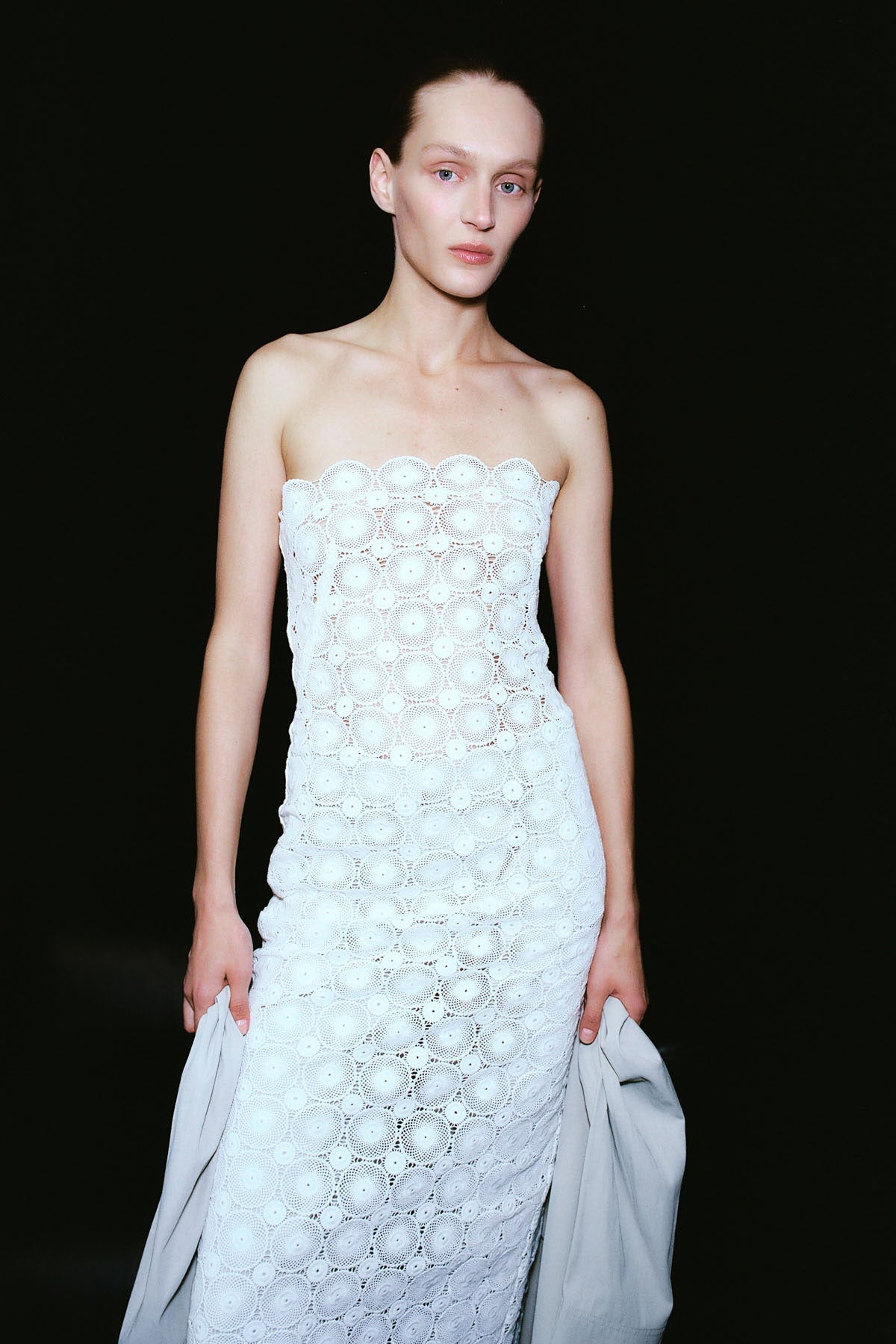 Doily Column Dress - White