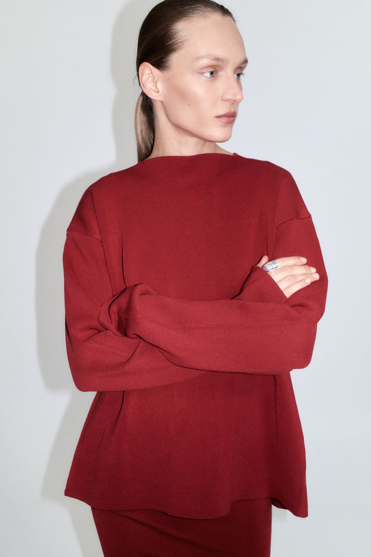 Milano Knit Scarf Jumper - Rosso