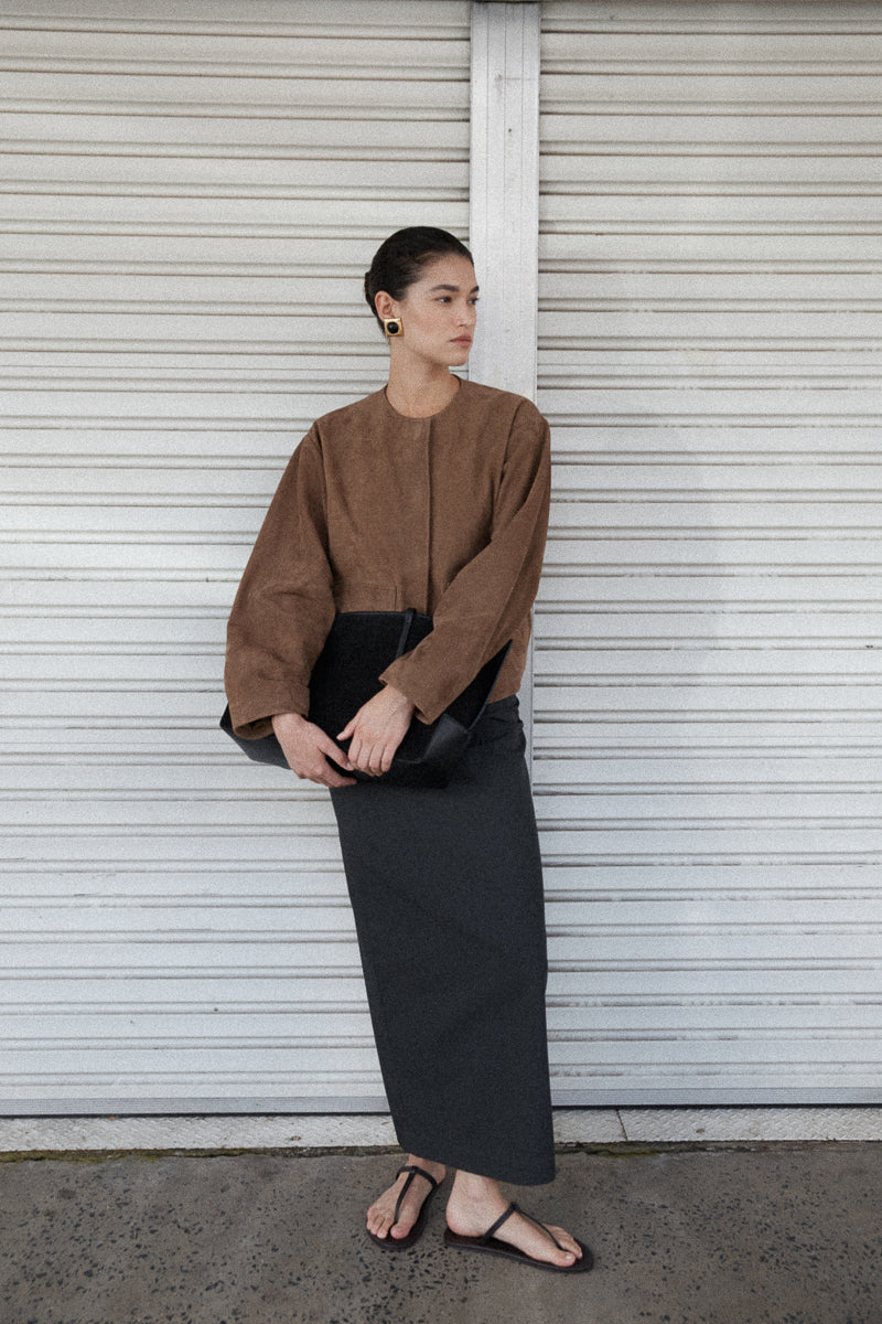 Minimal Column Skirt - Black Olive