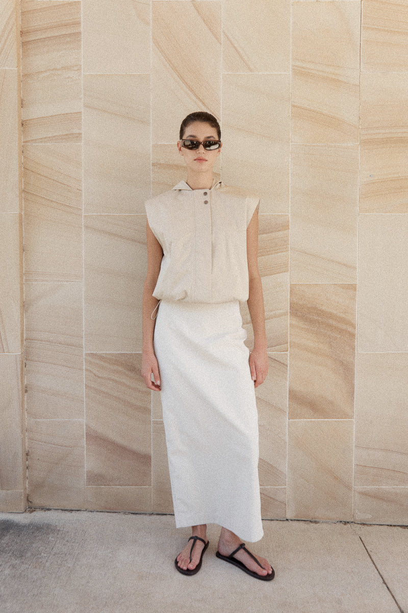 Minimal Column Skirt - Putty