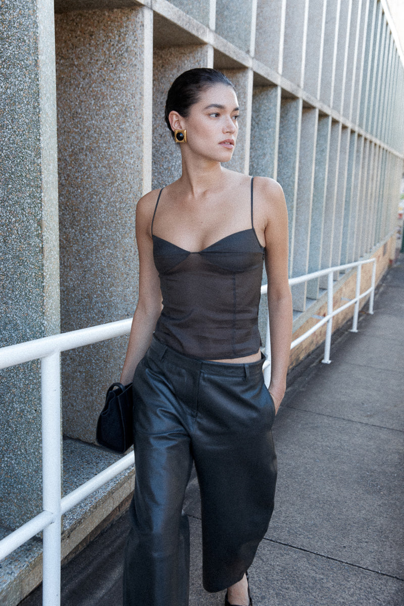 Transparent Silk Cami - Black Olive
