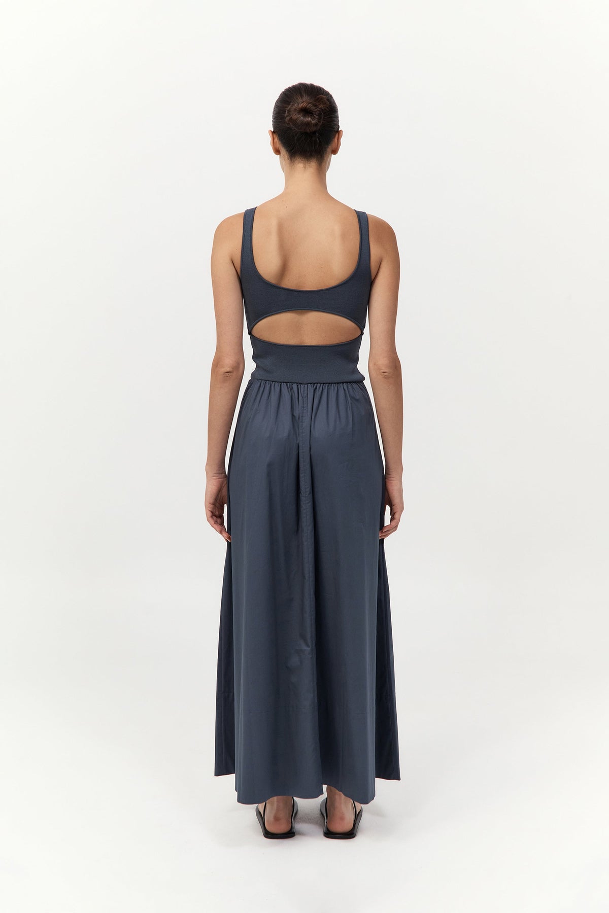 Bateau Cut Out Dress - Graphite