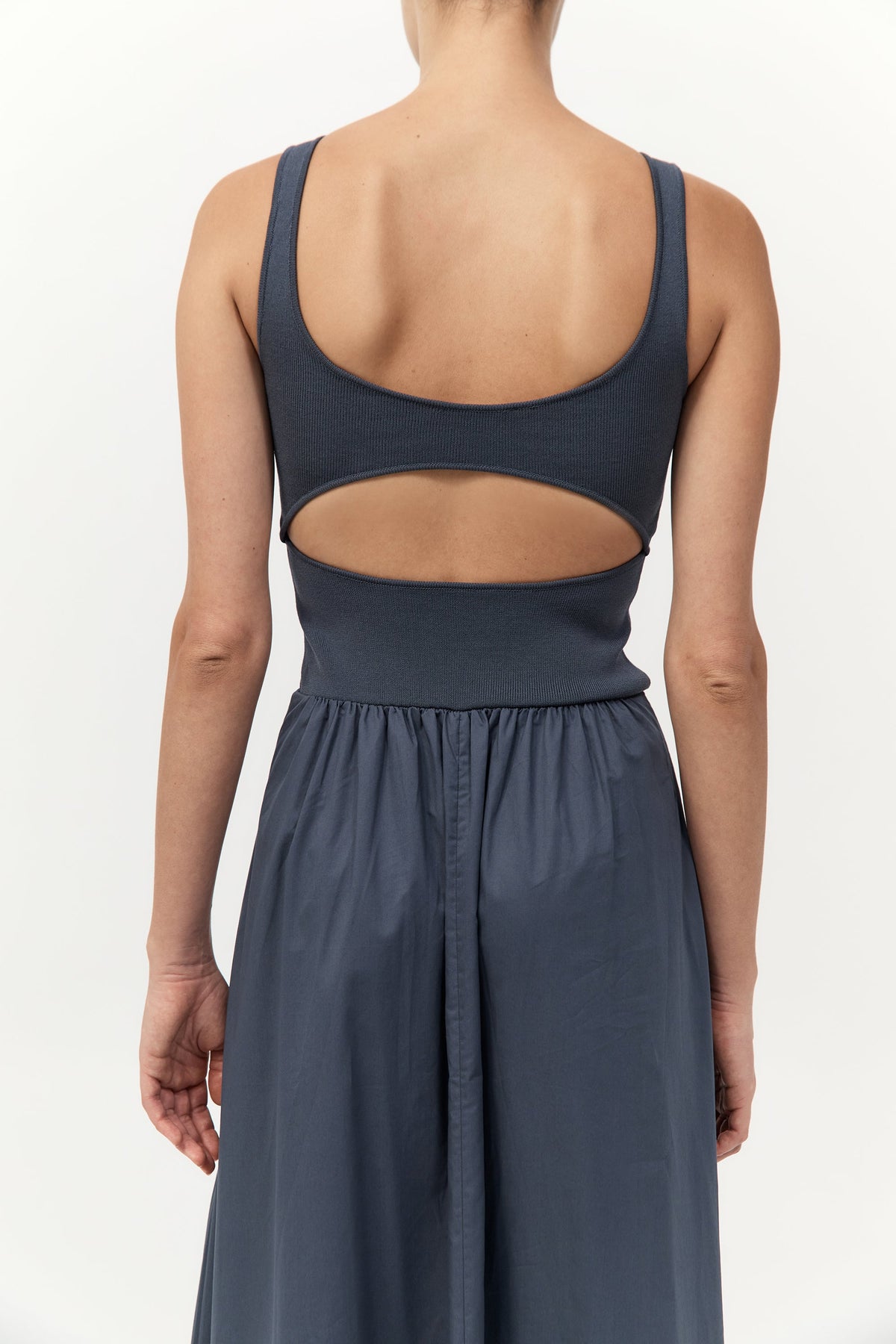 Bateau Cut Out Dress - Graphite