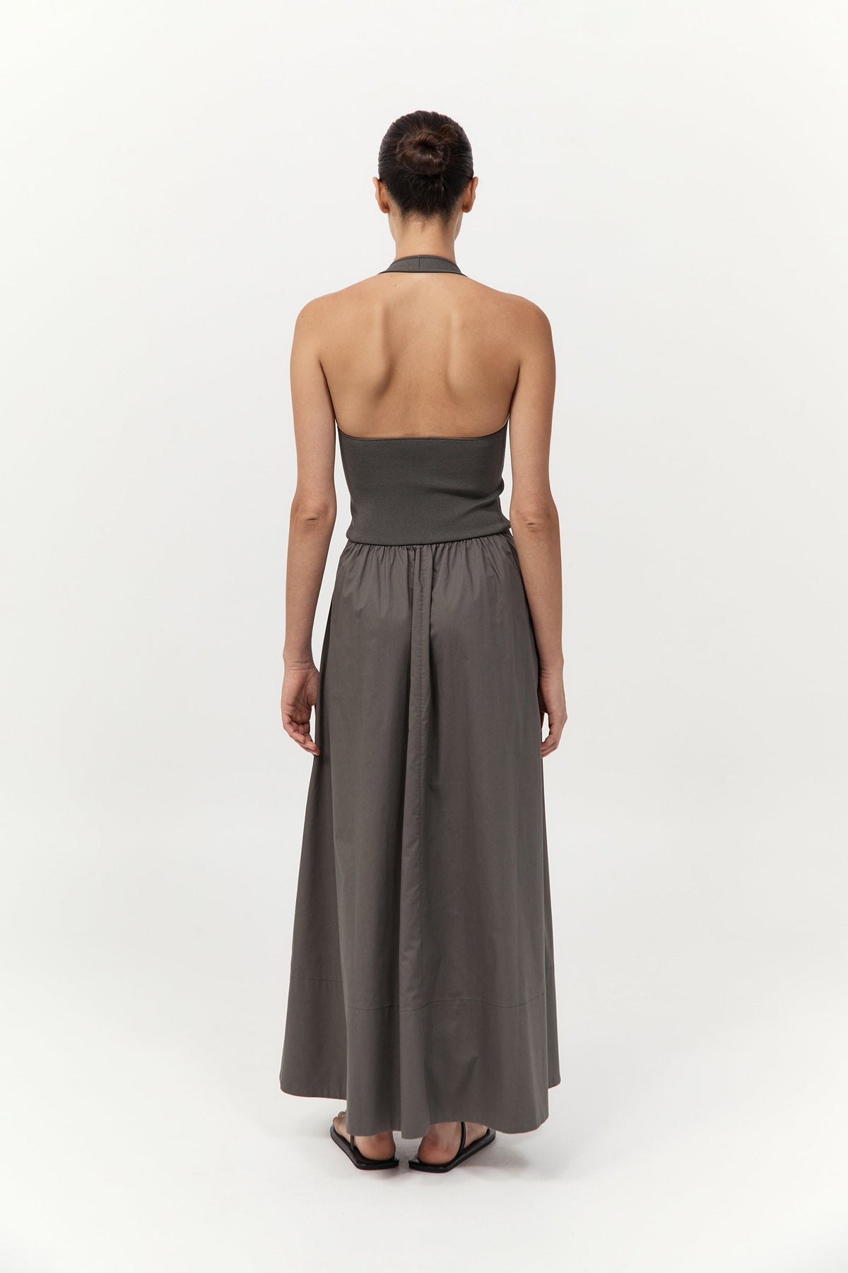 Halter Gathered Dress - Khaki