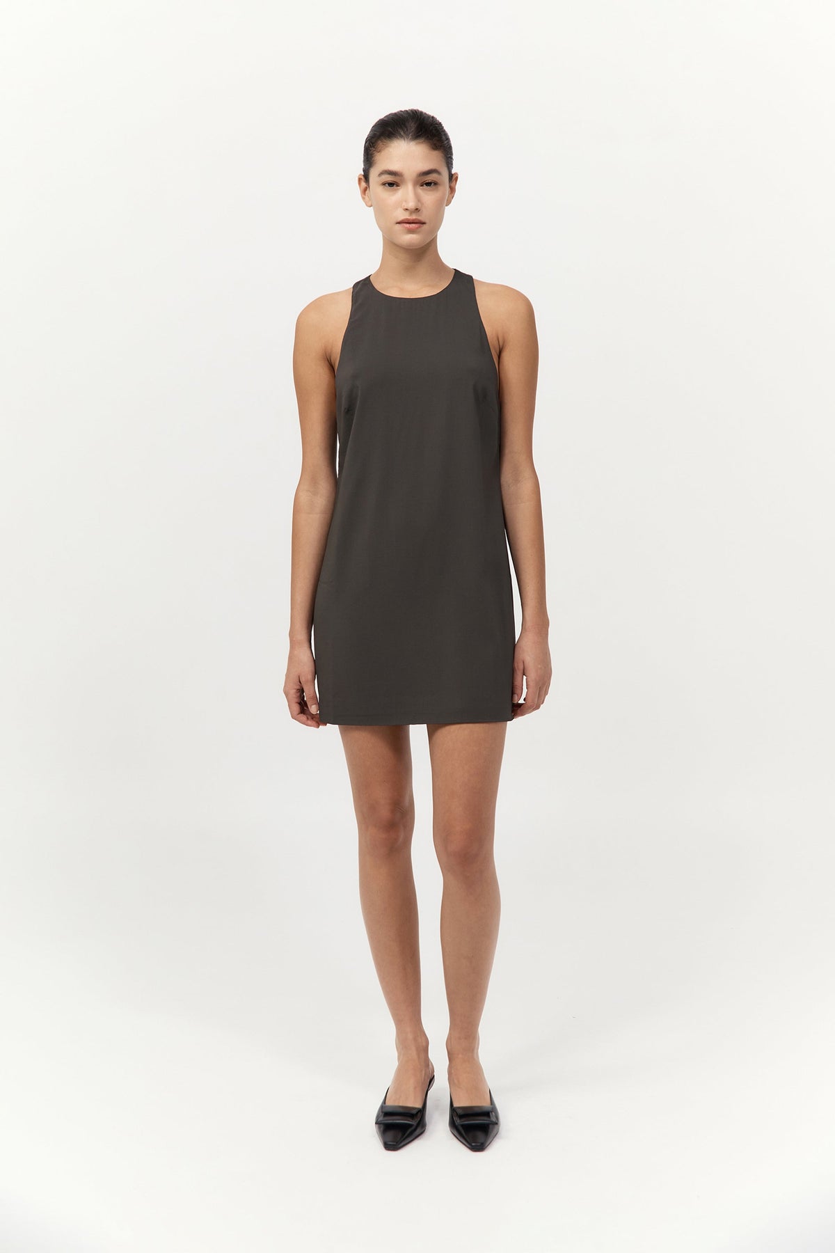 Cut Away Shift Dress - Black Olive