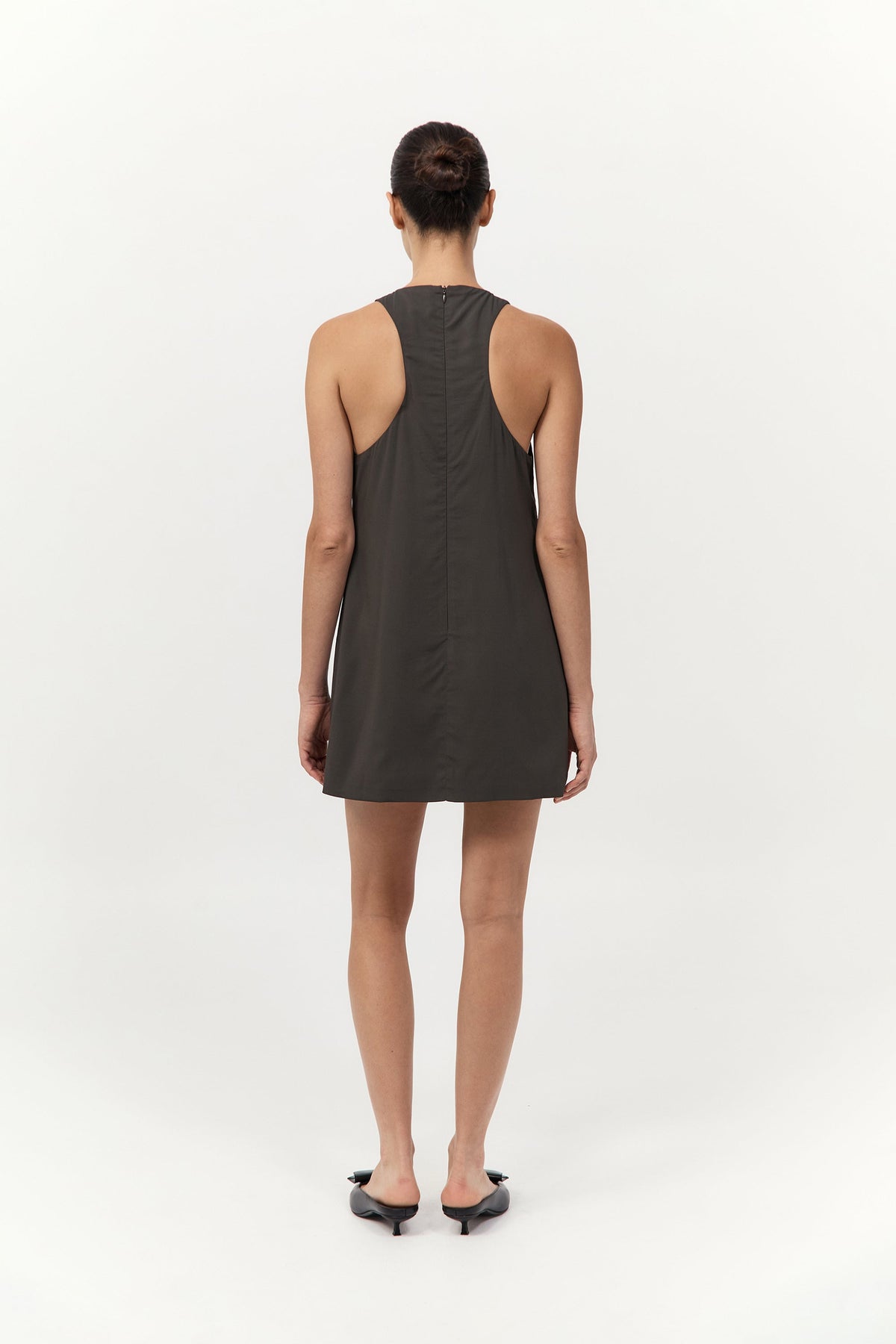 Cut Away Shift Dress - Black Olive