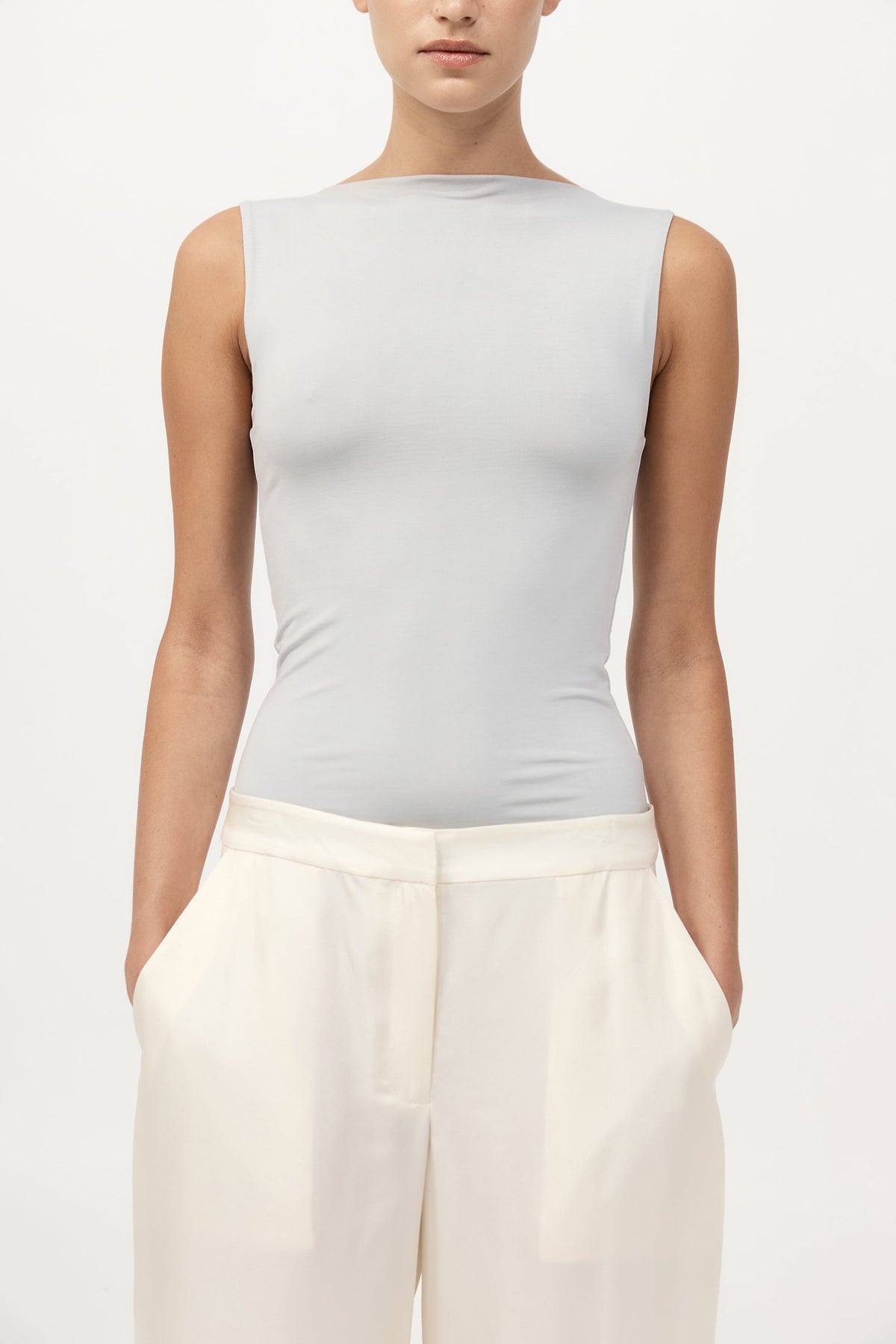 Cupro Jersey Top - Silver