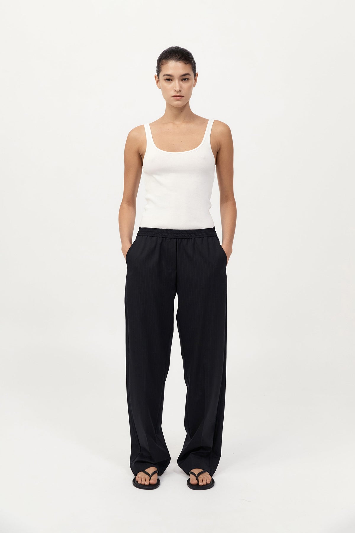 Tailored Active Pants - Black Pinstripe