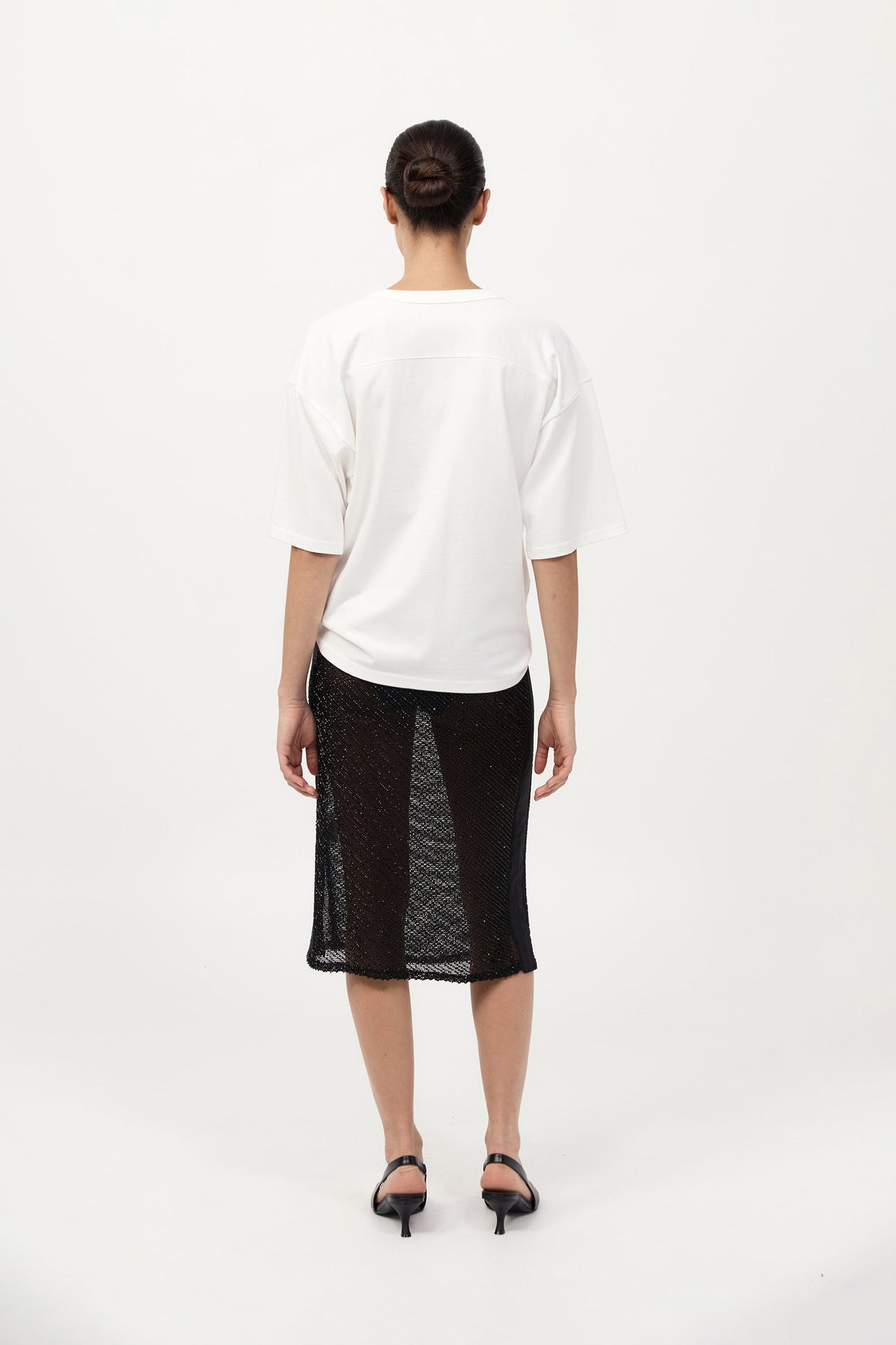 Glass Beaded Mesh Skirt - Jet Black