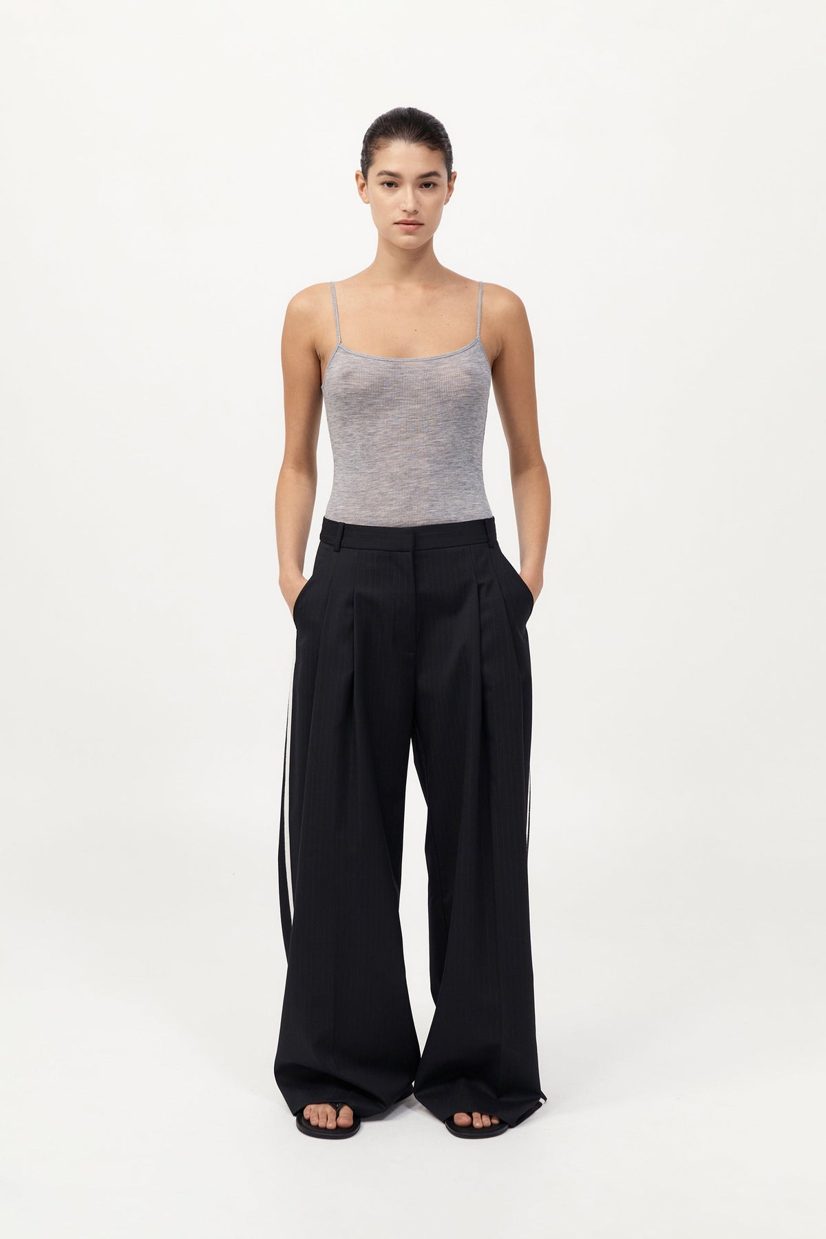 Side Stripe Homme Pant - Black Pinstripe