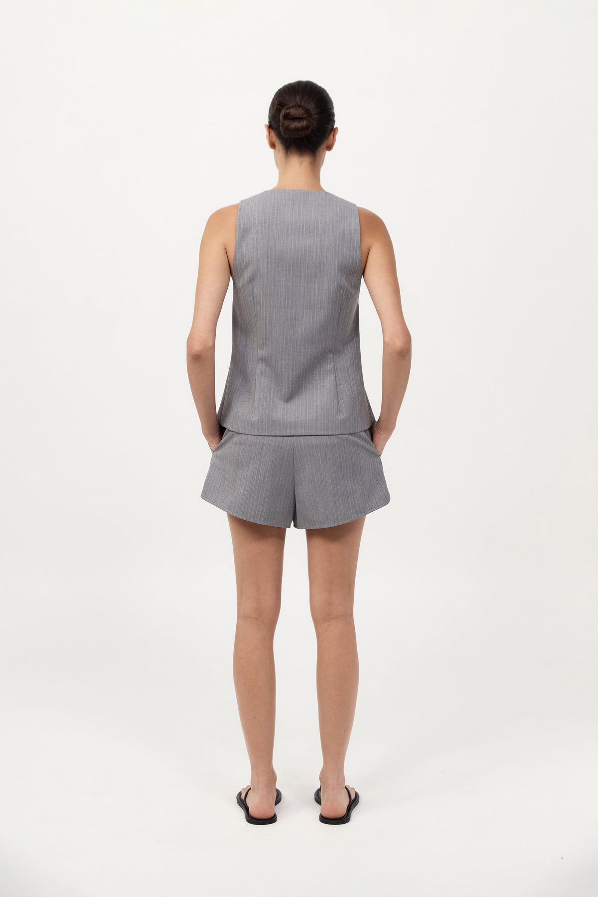 Pinstripe Wool Vest - Grey Pinstripe