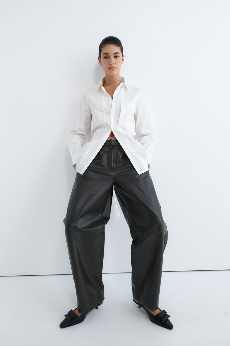 Leather Balloon Pants - Black