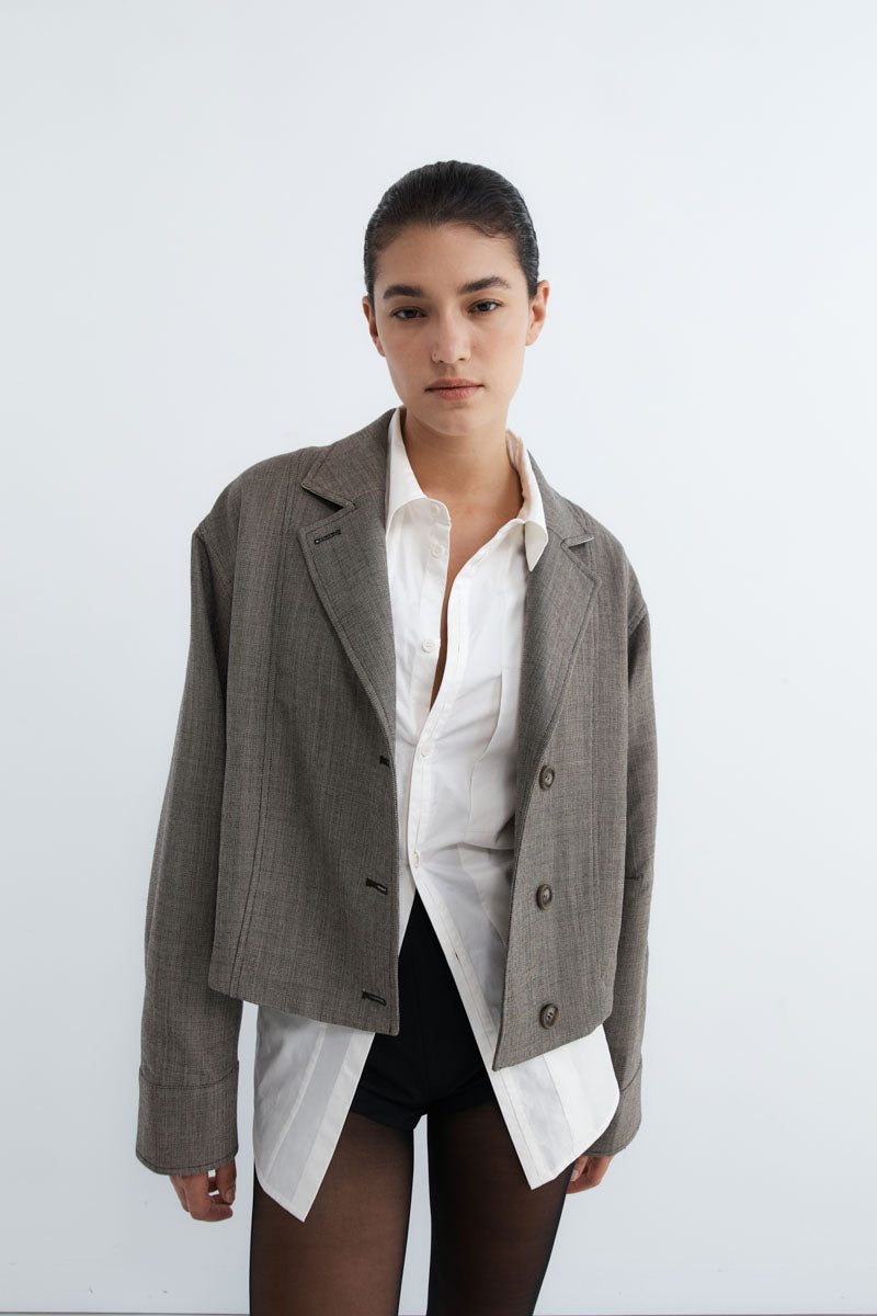 Wool Cocoon Bomber - Parquetry