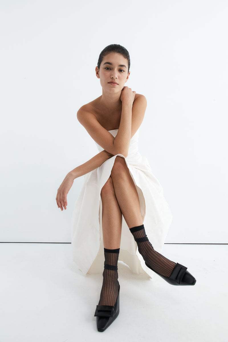 Sculpted Cotton Strapless Dress - Milk