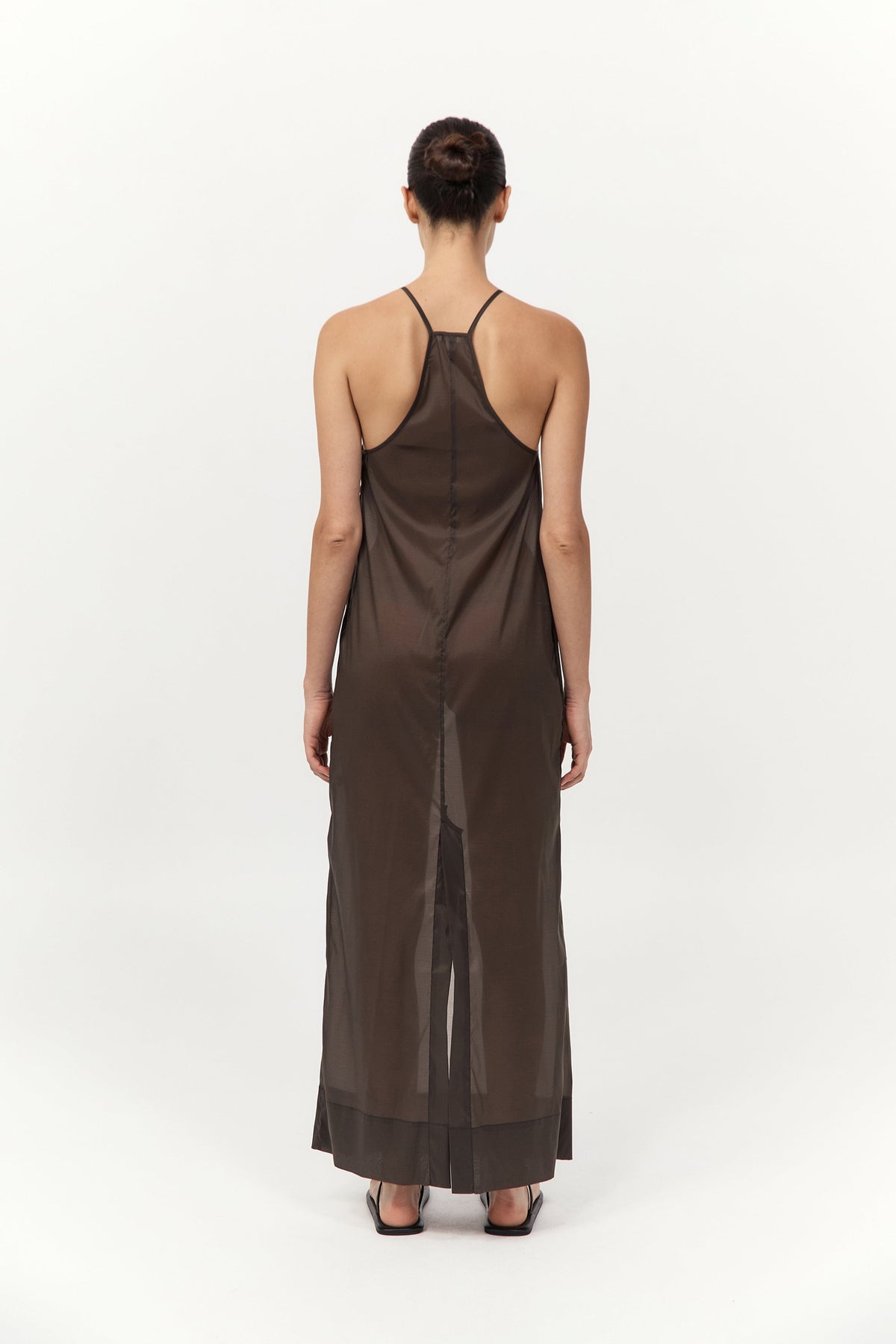 Transparent Column Dress - Black Olive