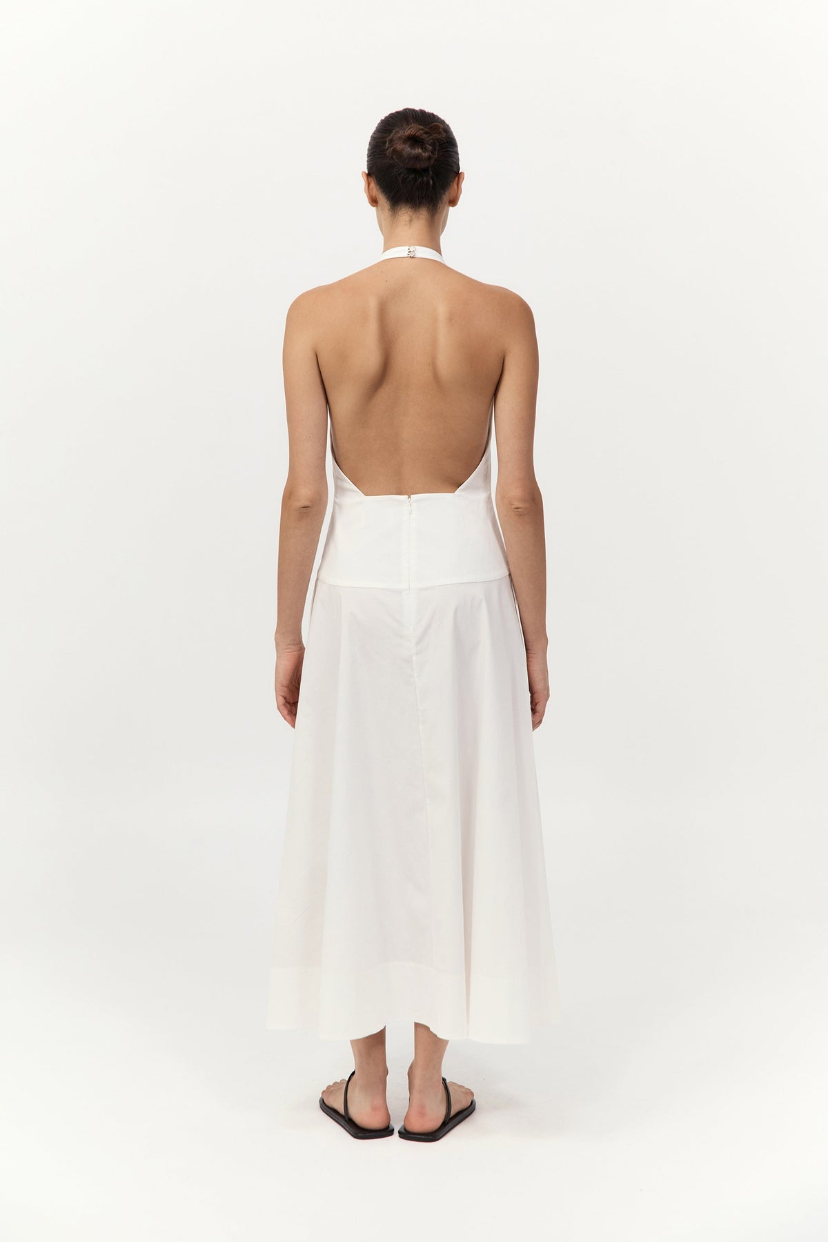 Halter Plunge Dress - White