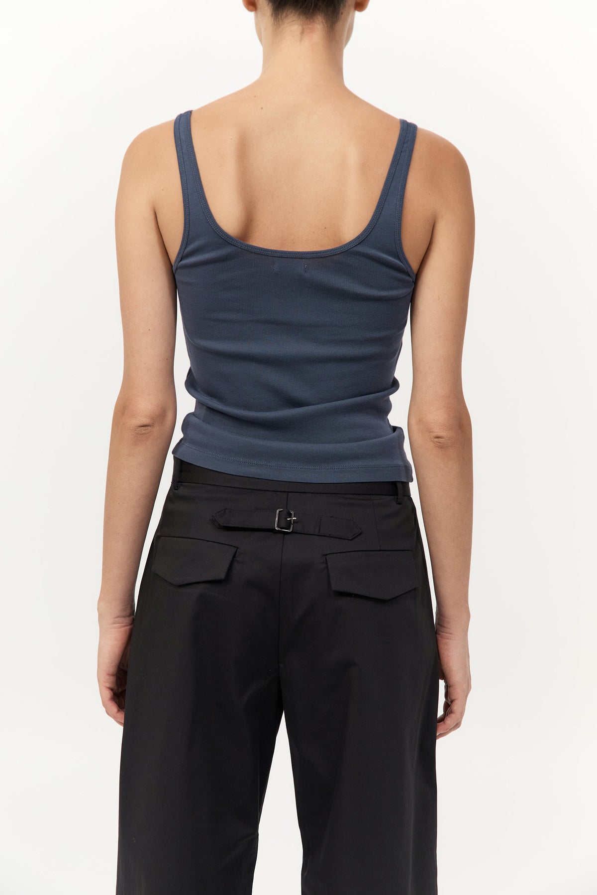 Organic Cotton Slim Scoop Tank - Storm