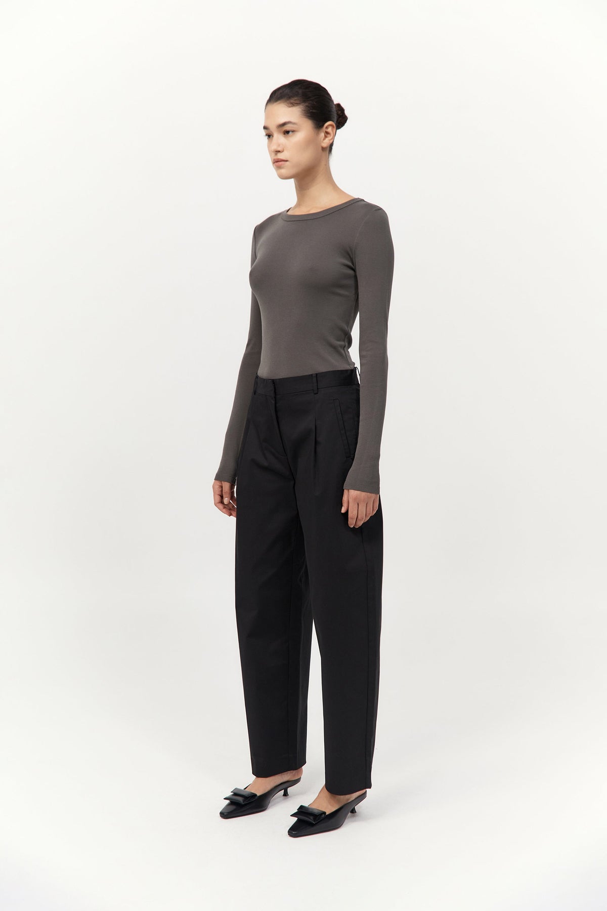 Organic Cotton Long Sleeve Top - Khaki