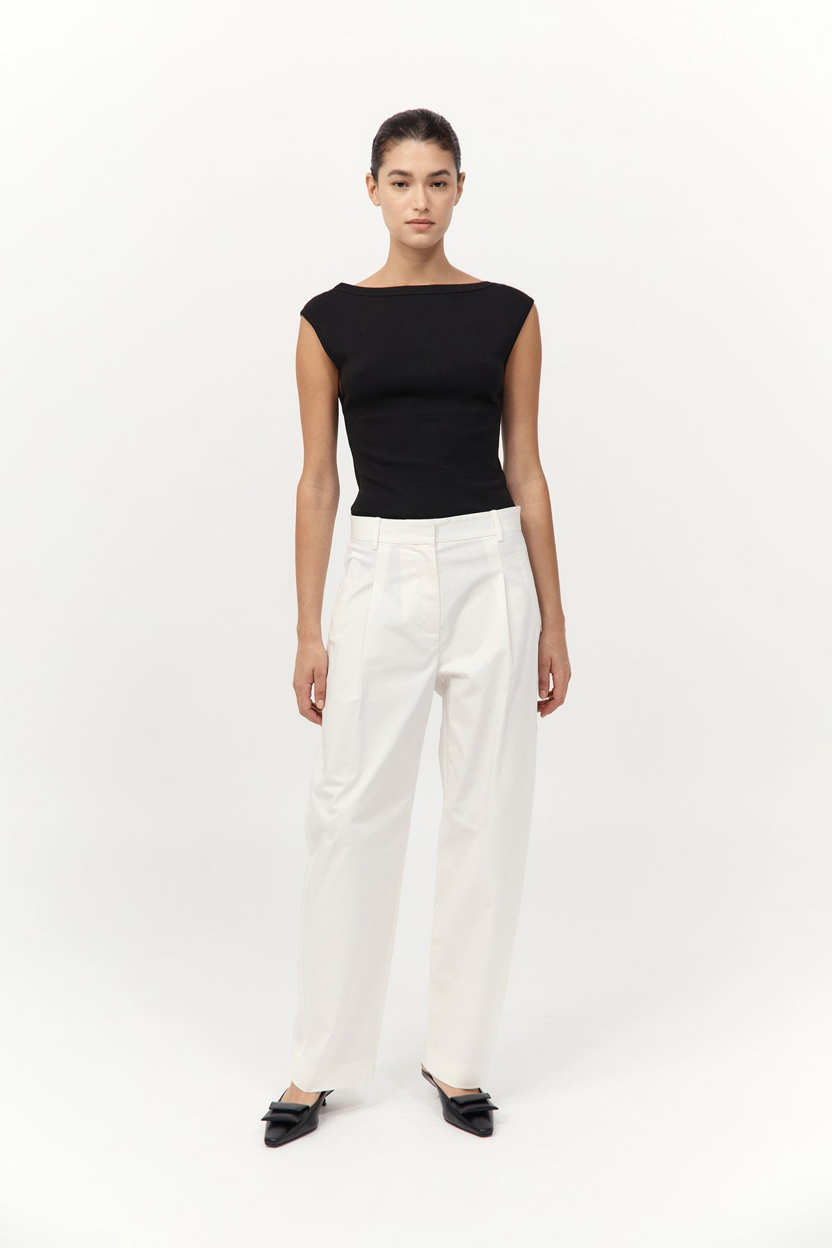 Cotton Barrel Leg Pants - Milk