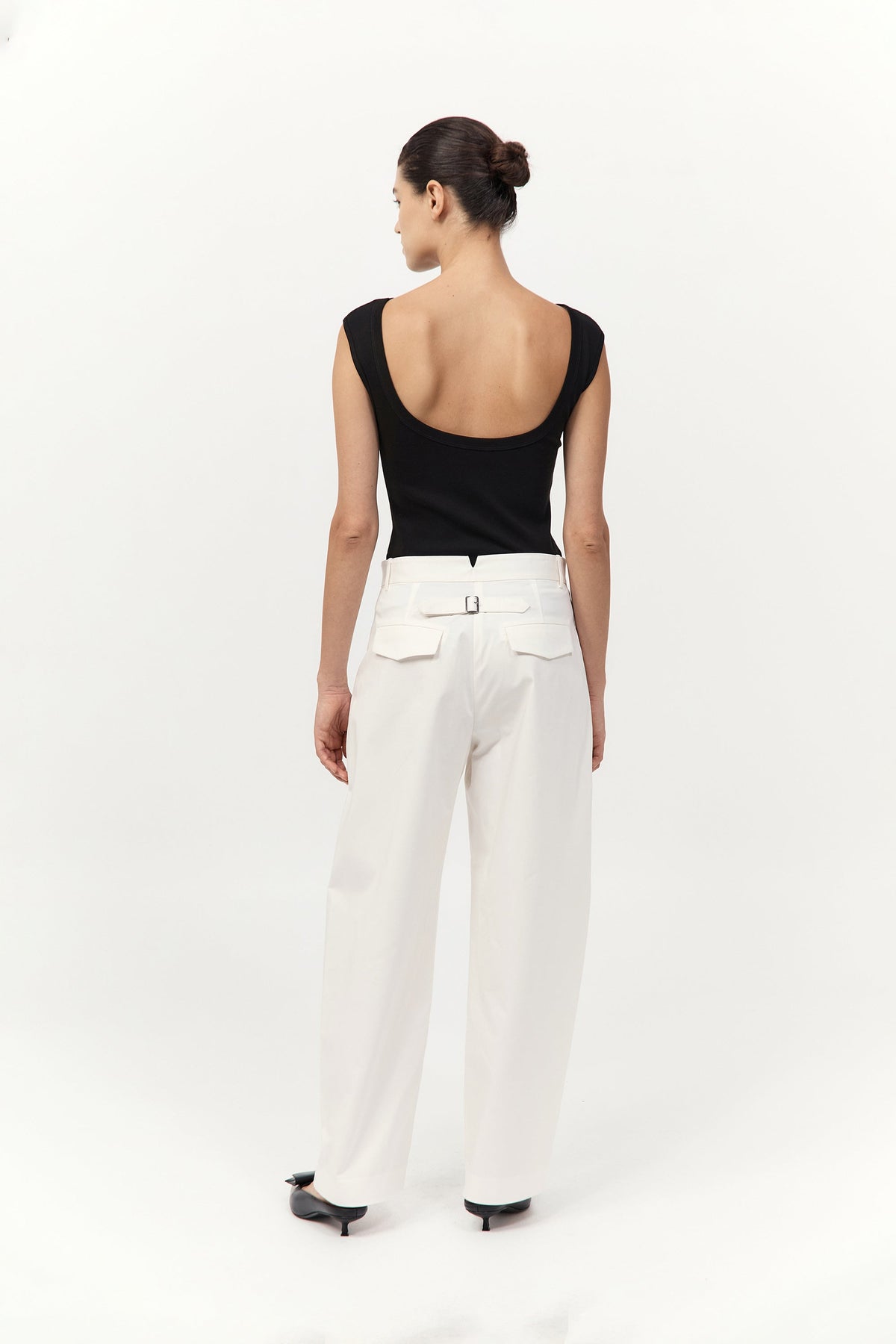 Cotton Barrel Leg Pants - Milk