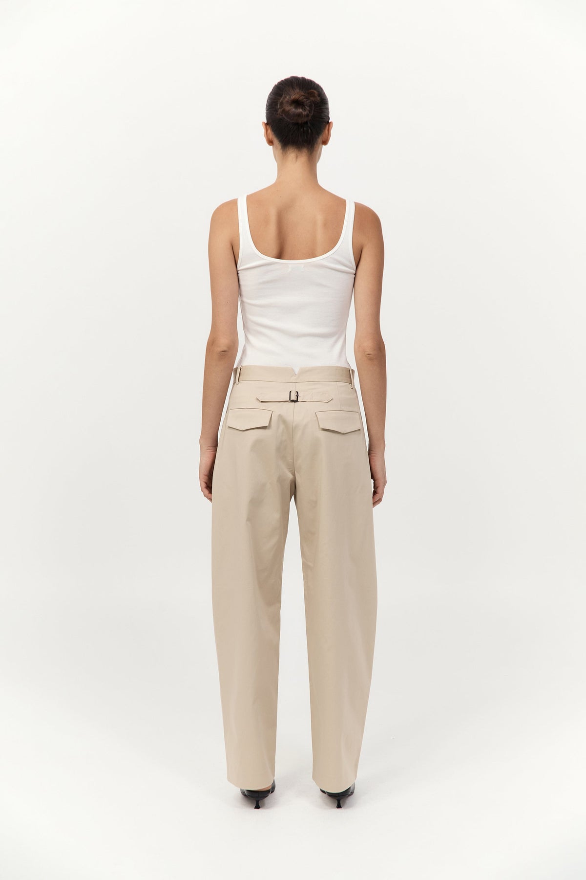 Cotton Barrel Leg Pants - Champagne