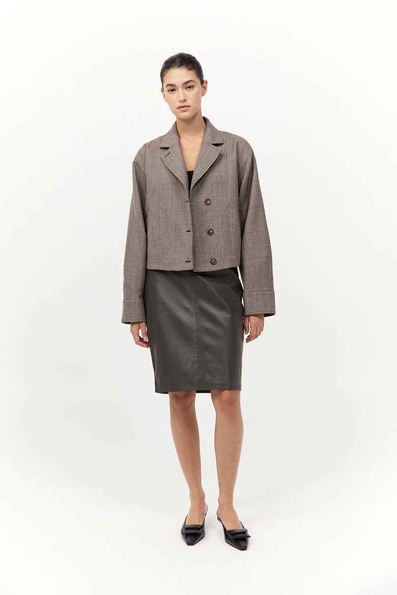 Wool Cocoon Bomber - Parquetry