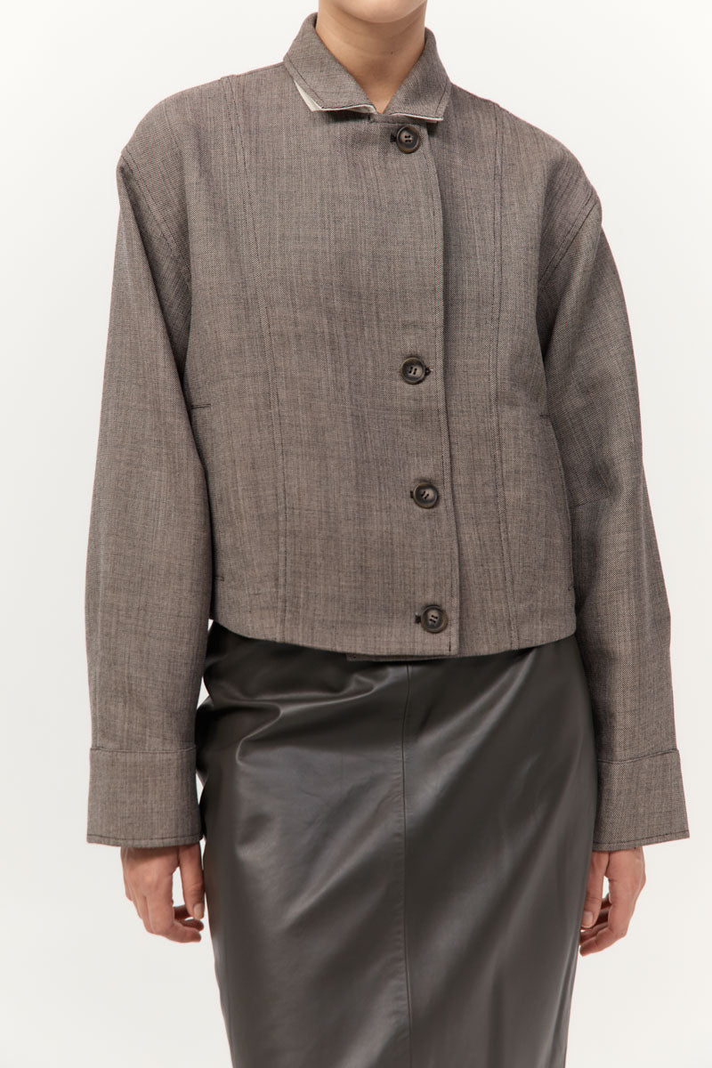 Wool Cocoon Bomber - Parquetry