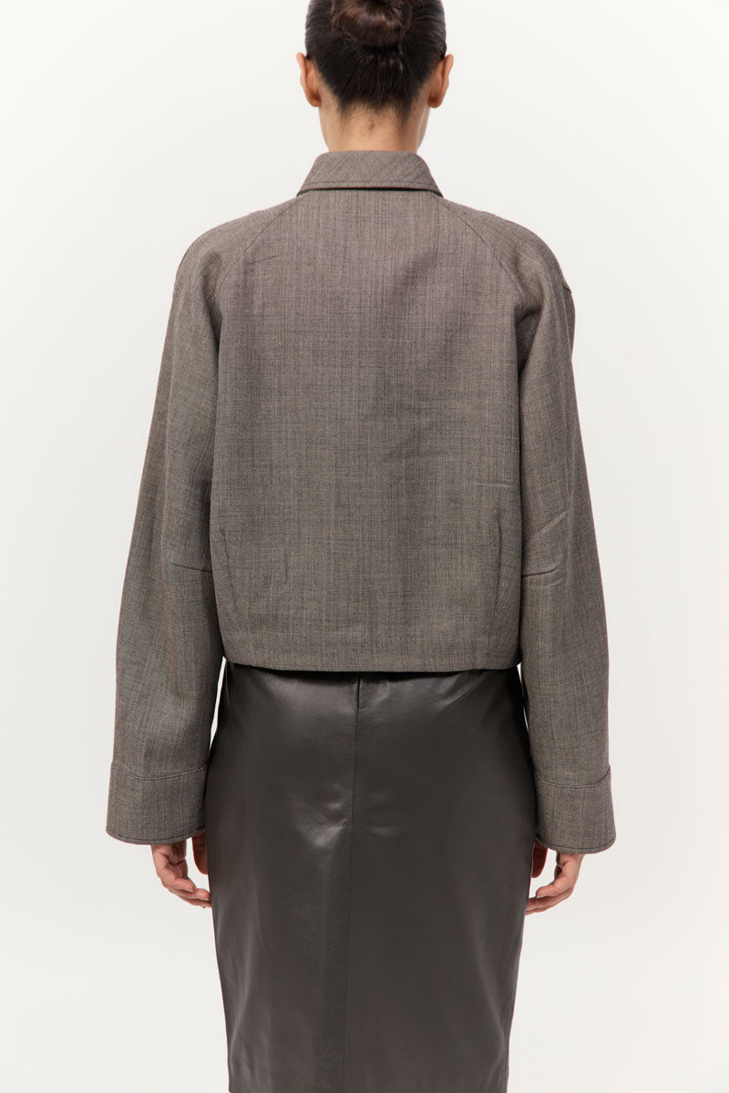 Wool Cocoon Bomber - Parquetry
