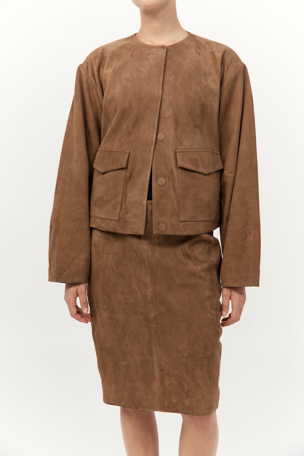 Suede Pencil Skirt - Toffee
