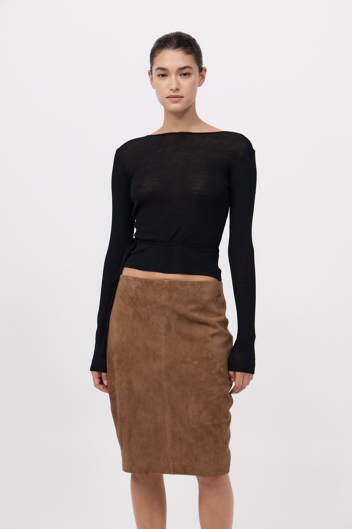 Baby Wool Wrap Top - Black