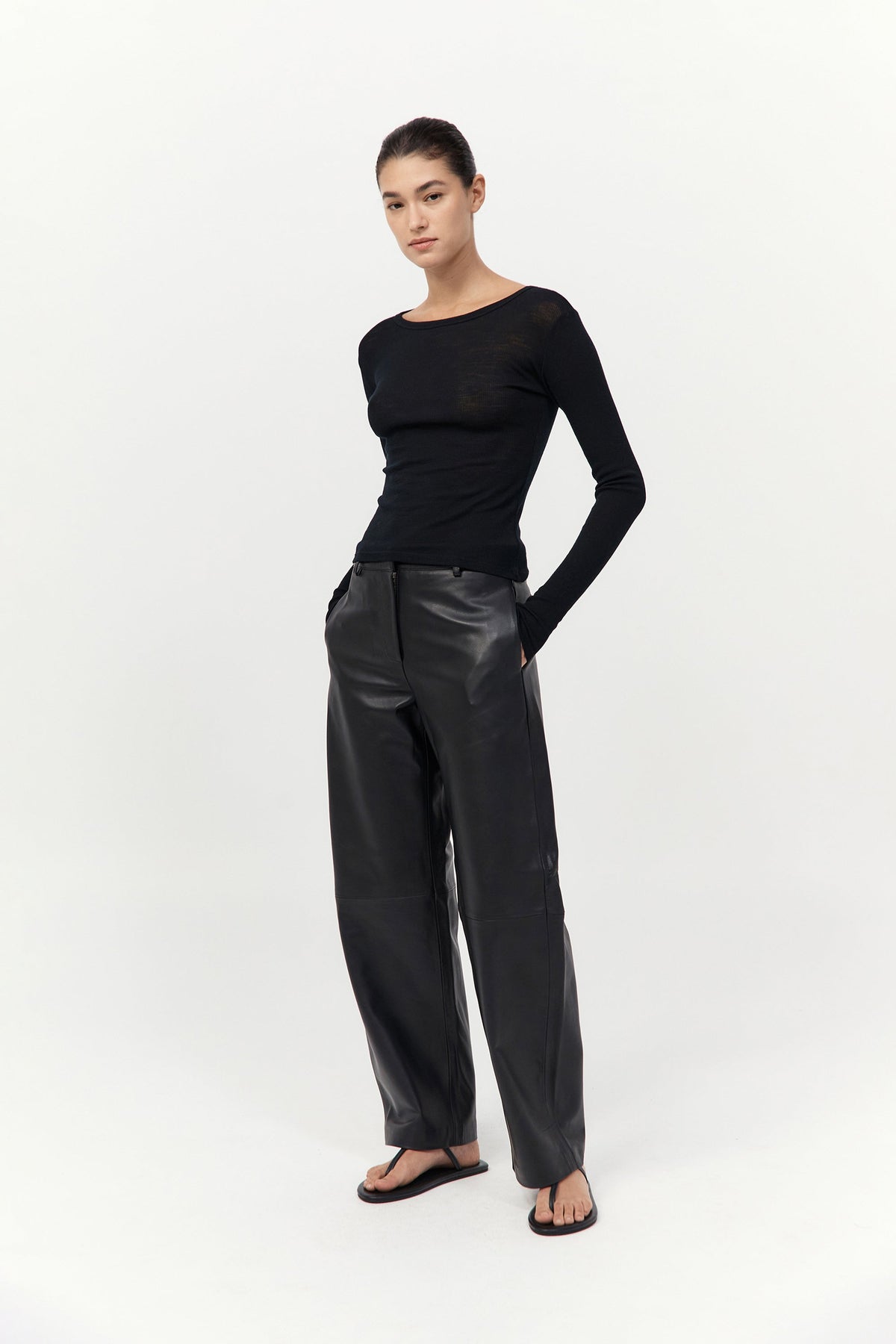 Baby Wool Long Sleeve Top - Black