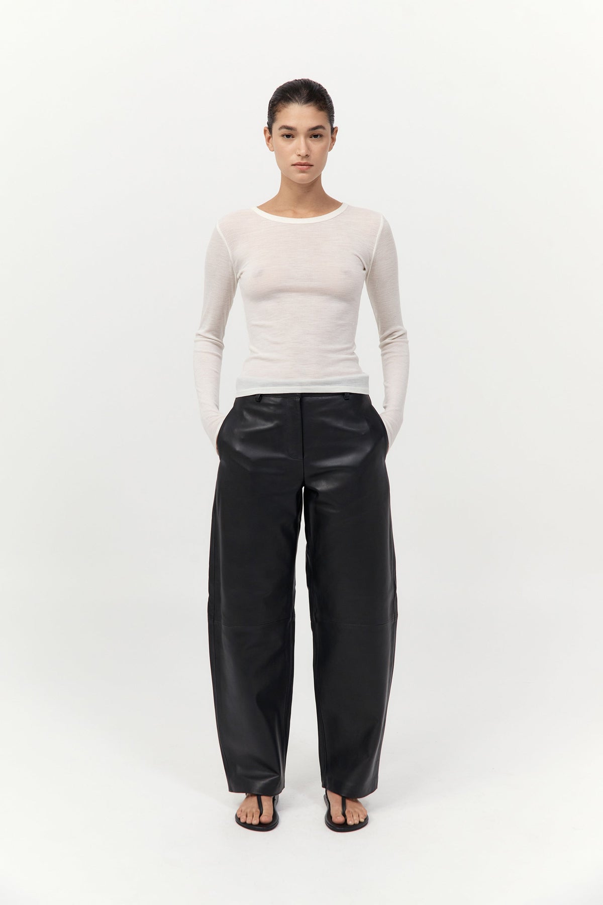 Leather Balloon Pants - Black