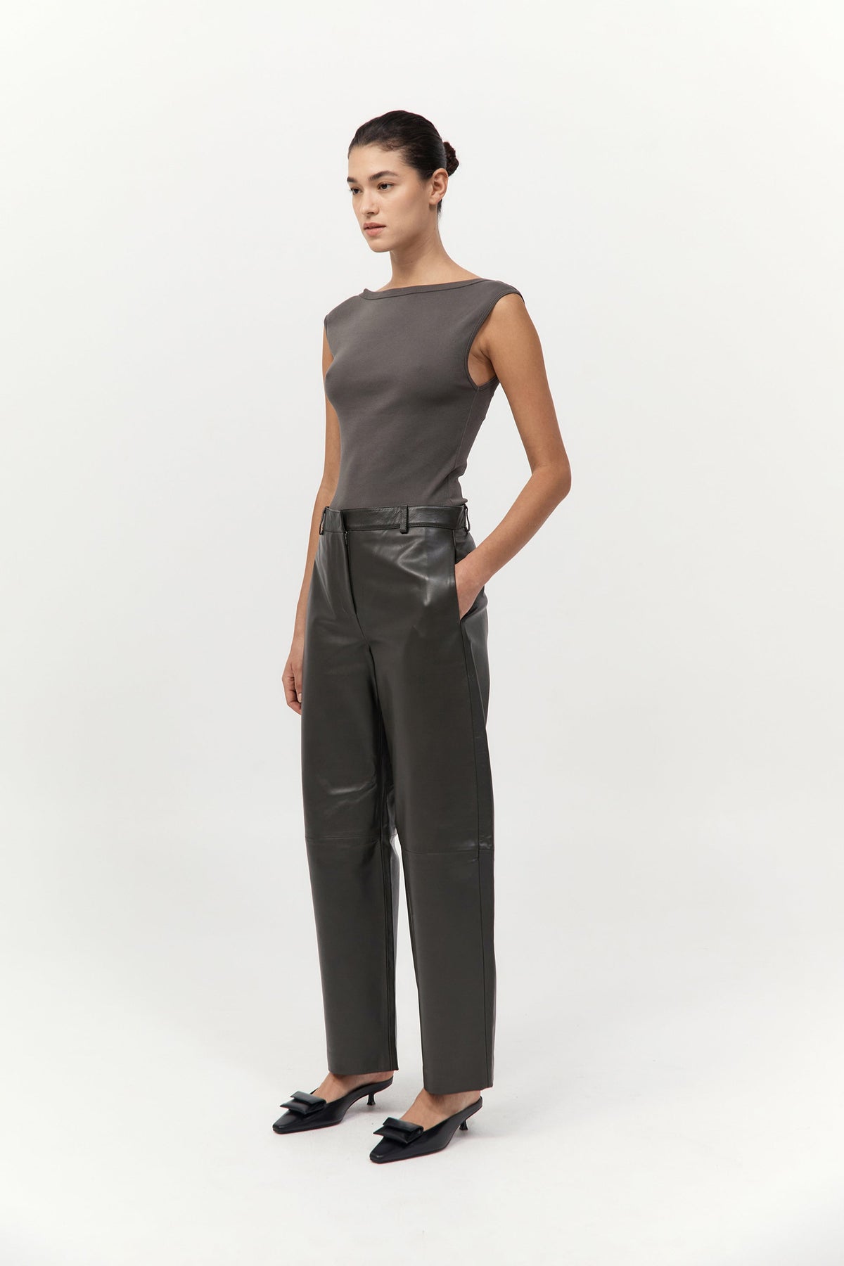 Leather Balloon Pants - Khaki