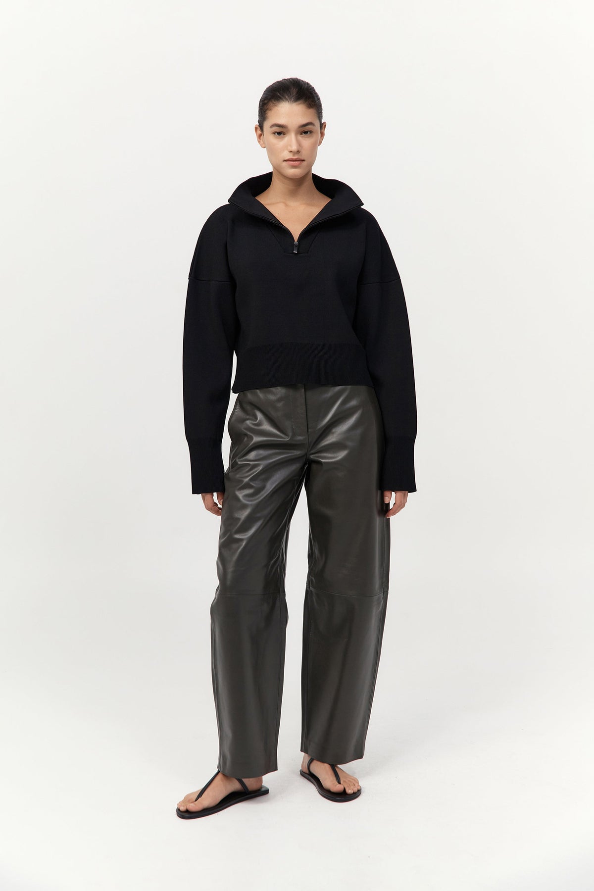 Milano Knit Zip Jumper - Black