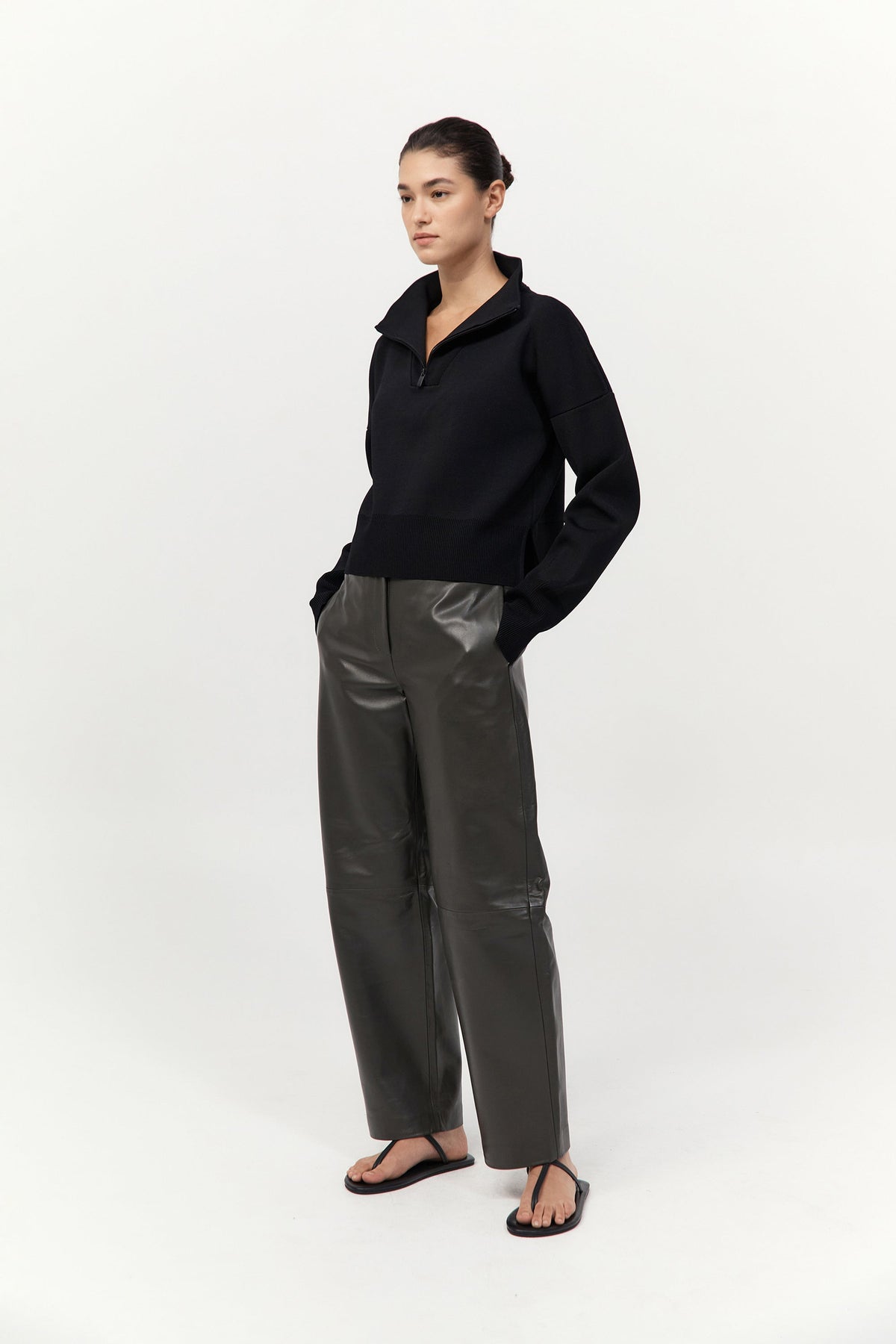 Milano Knit Zip Jumper - Black