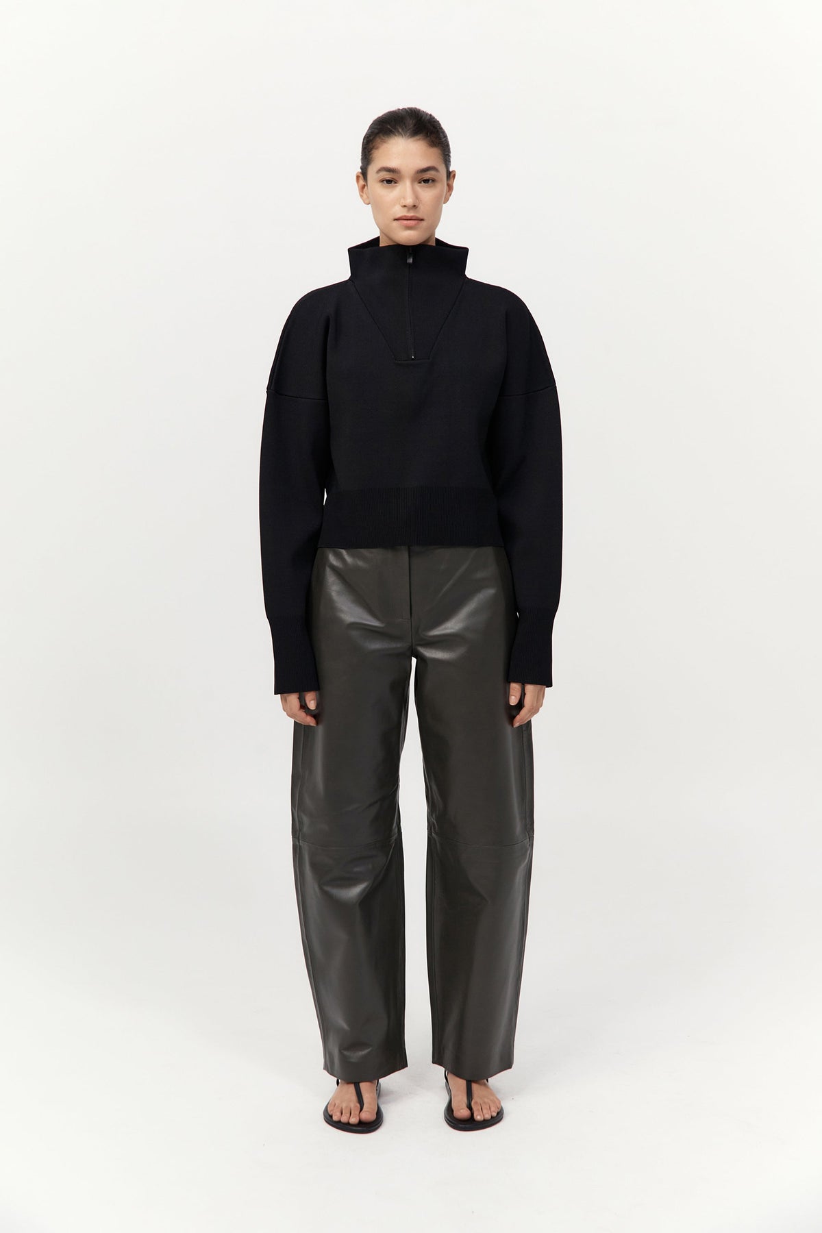 Milano Knit Zip Jumper - Black