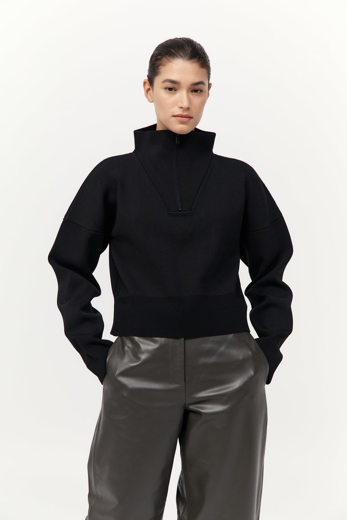Milano Knit Zip Jumper - Black