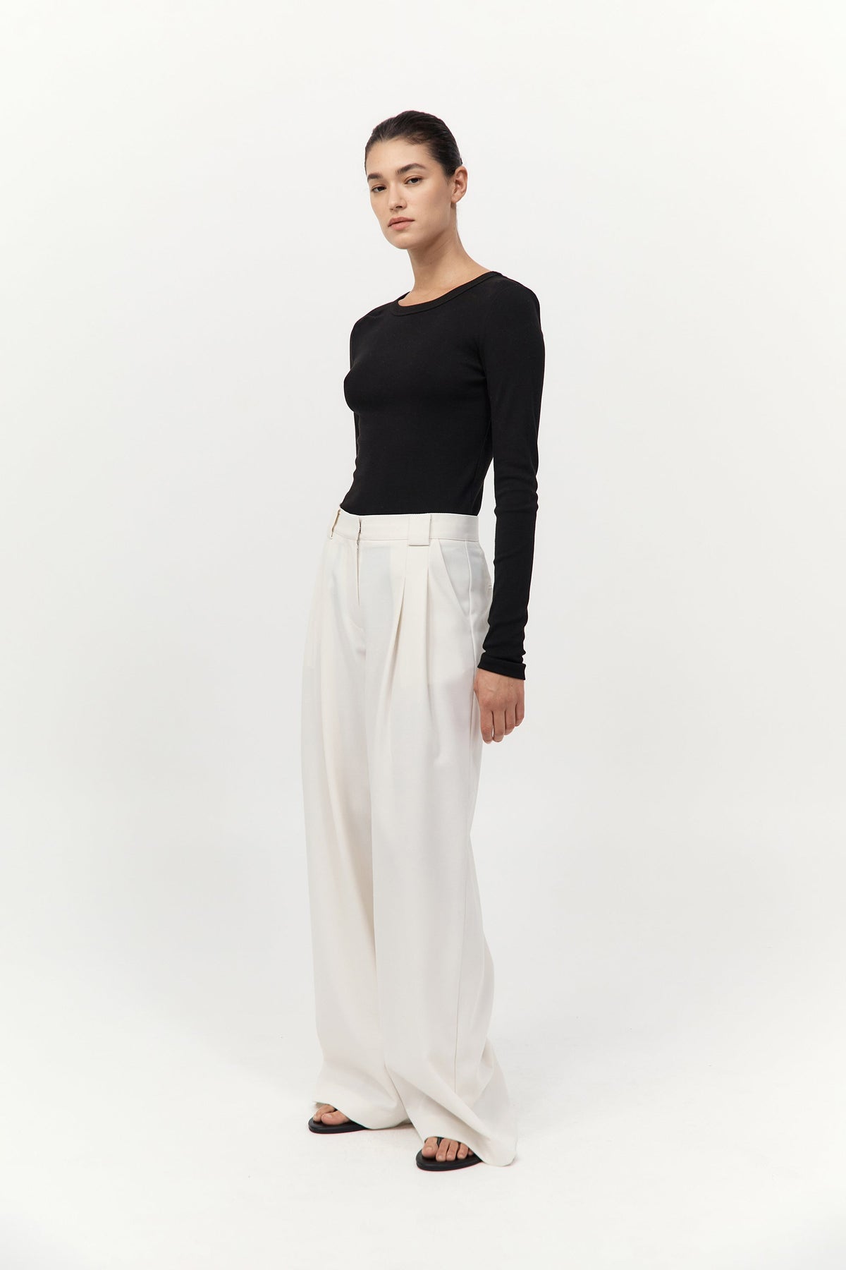 Organic Cotton Long Sleeve Top - Jet Black