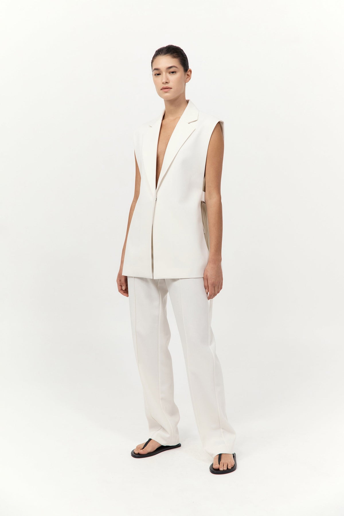 Relaxed Side Tie Vest - Off White