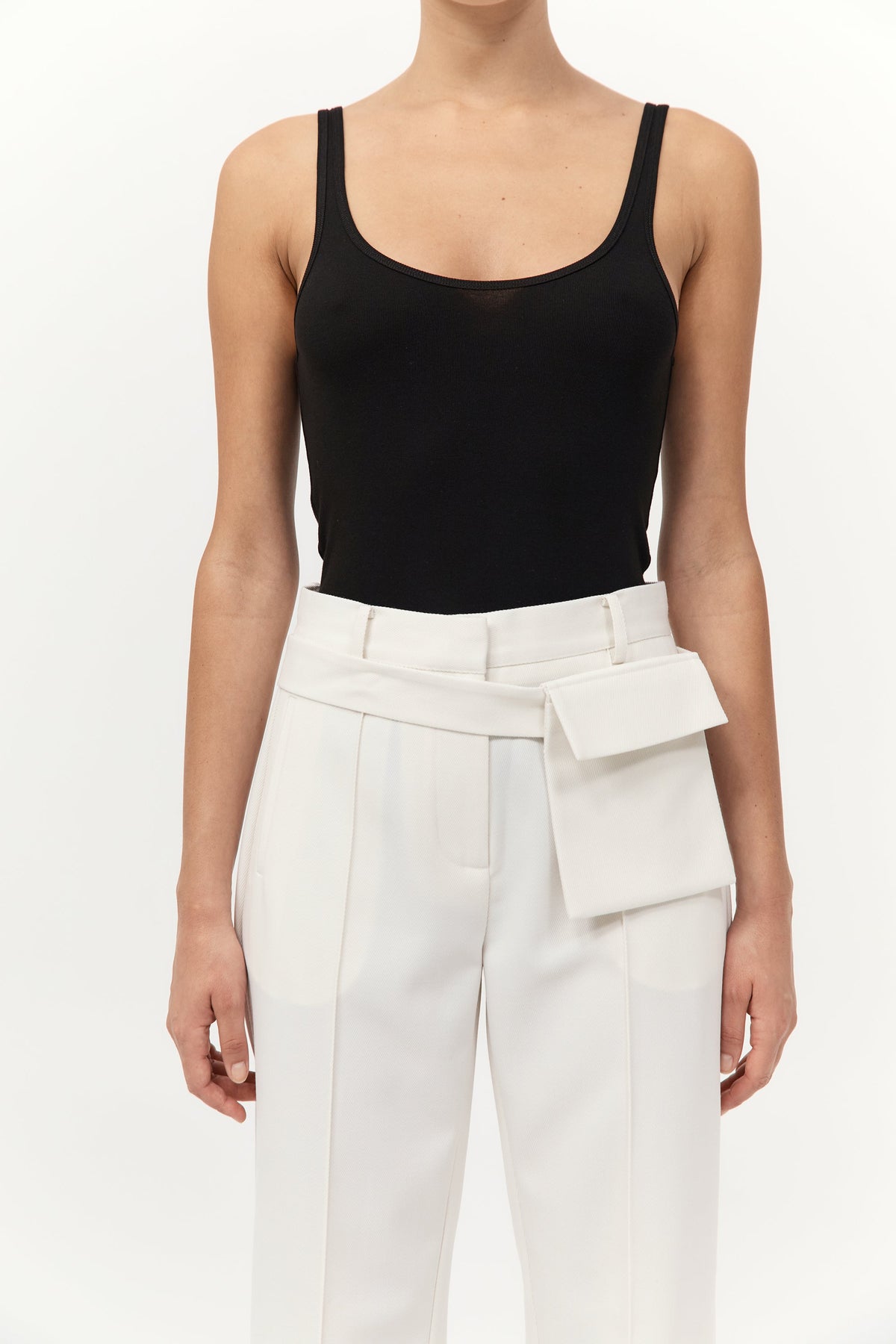 Organic Cotton Slim Scoop Tank - Jet Black